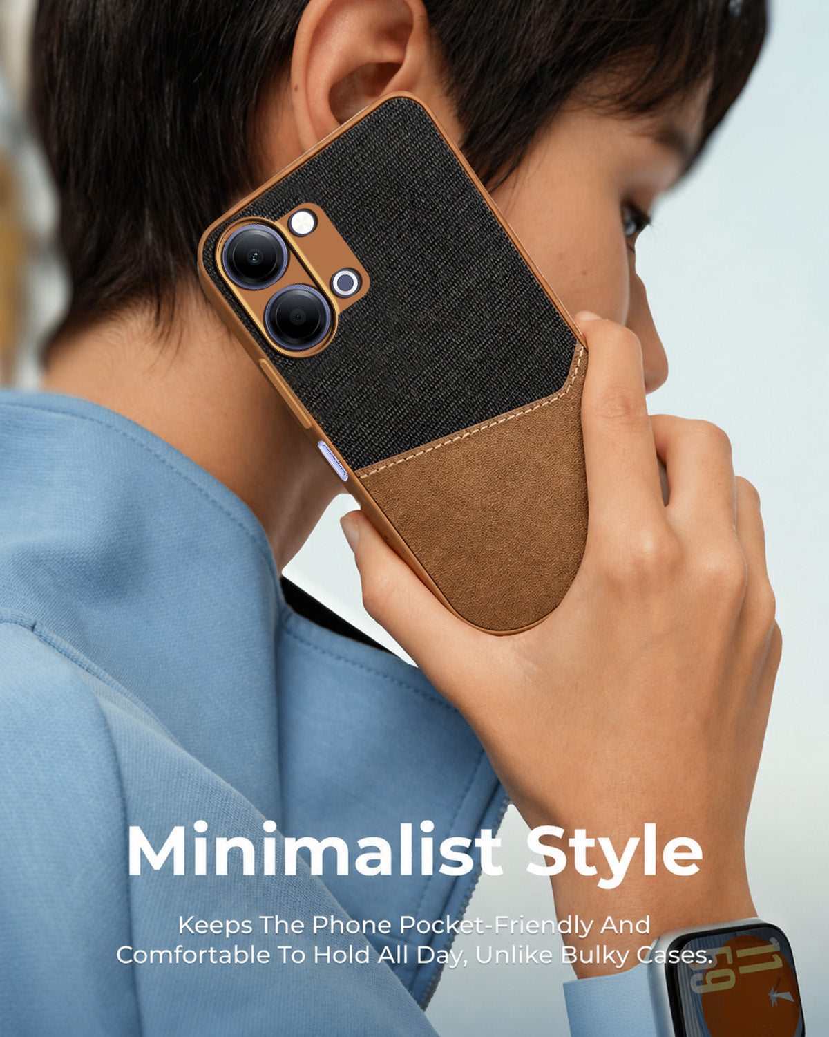 For Vivo iQOO Z11 Lite Back Cover Case (Dual PU Leather Stitch | Professional Minimalist | Soft and Flexible)