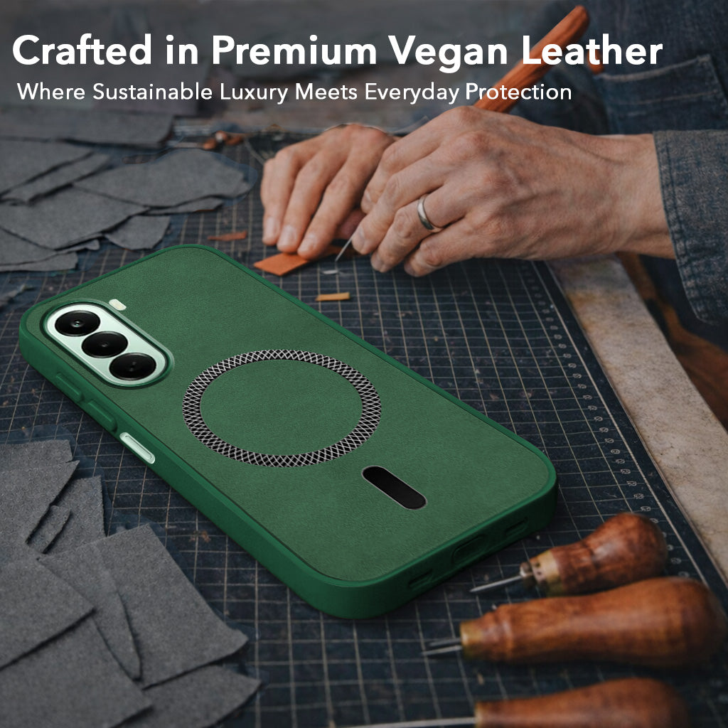 For OnePlus Nord CE 6 Lite Back Cover Case Leather Finish (MagSafe Compatible Wireless Charging | Soft Touch | Camera Bump Protection)