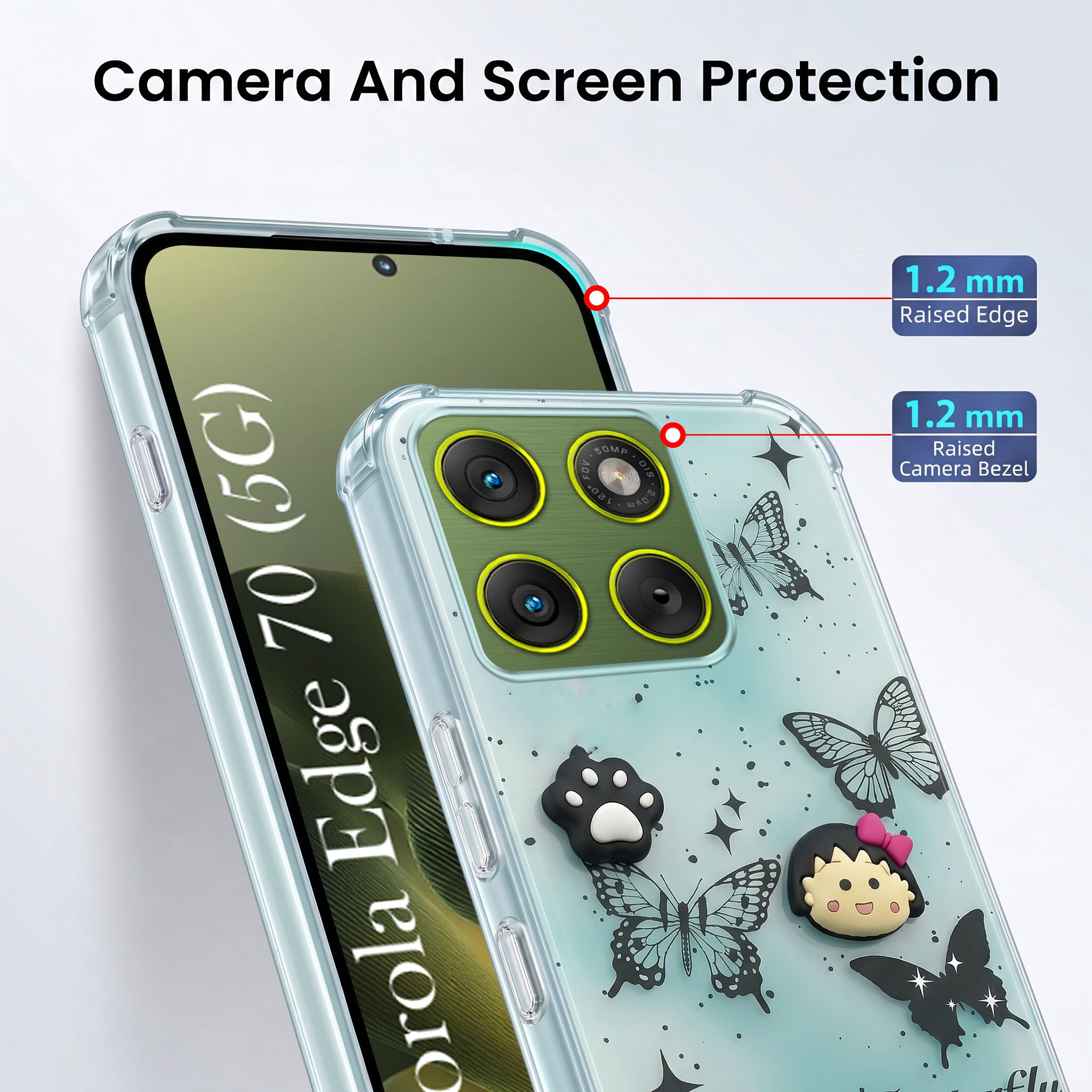 For Motorola Moto Edge 70 Back Cover Case (3D Cute Cartoons | Hard Back Side Soft | Matte Premium Finish | HD Printing)