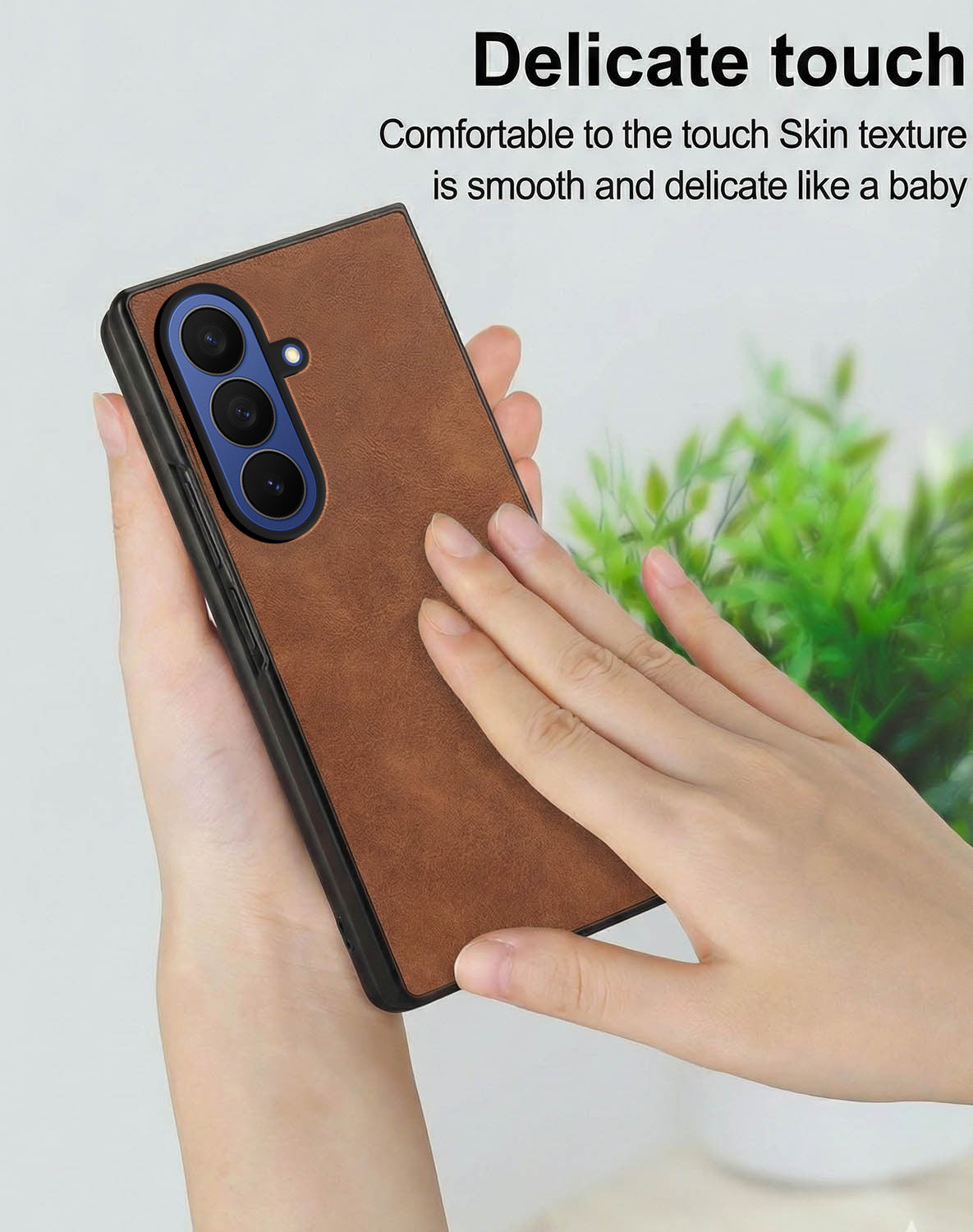 For Samsung Galaxy Z Fold 7 Back Case Cover Premium Genuine Leather (Integrated Front Screen Protector | Inside Microfiber Cloth)