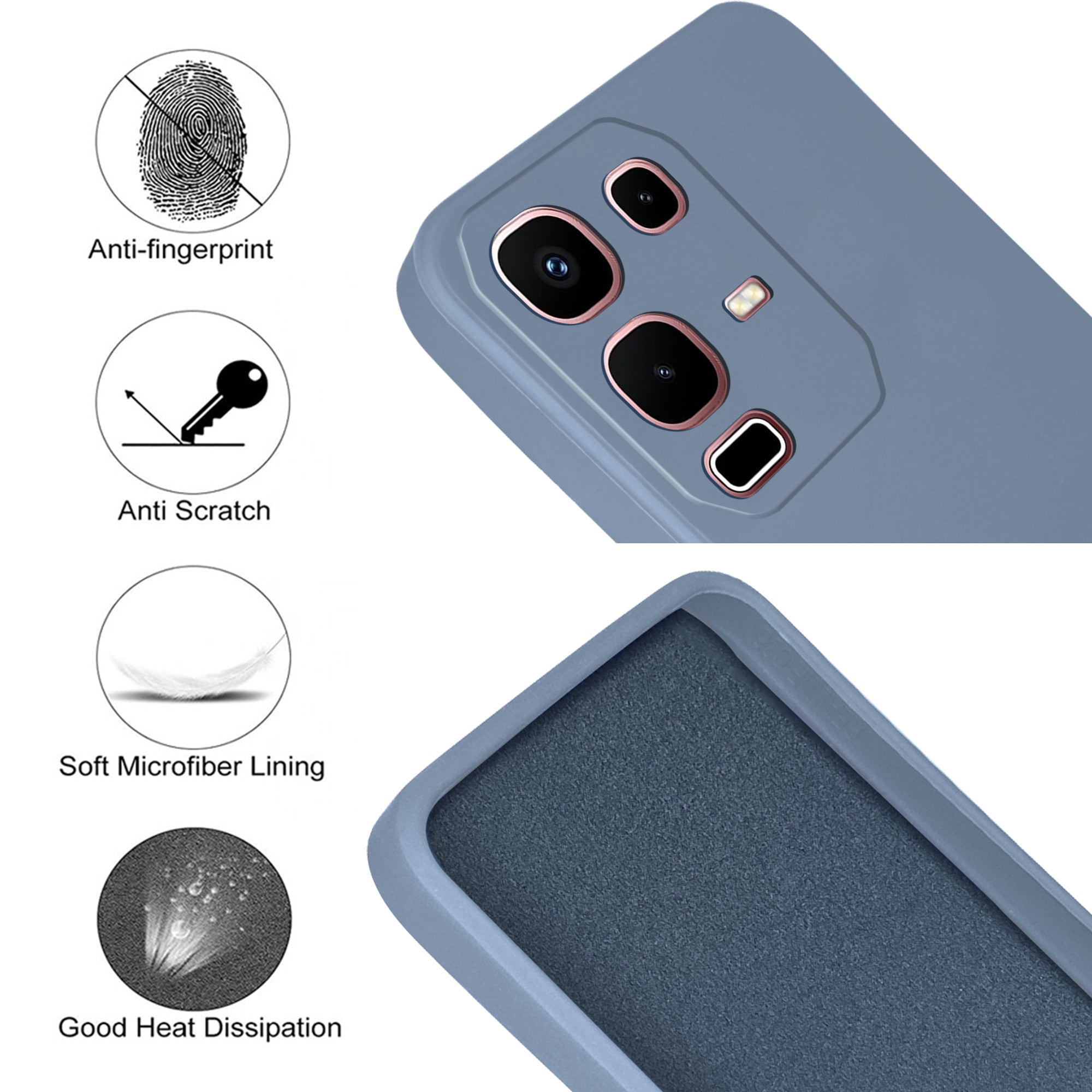 For Infinix Note 50x Back Cover Case (Matte Finish Silicone with Inside Fiber cloth)
