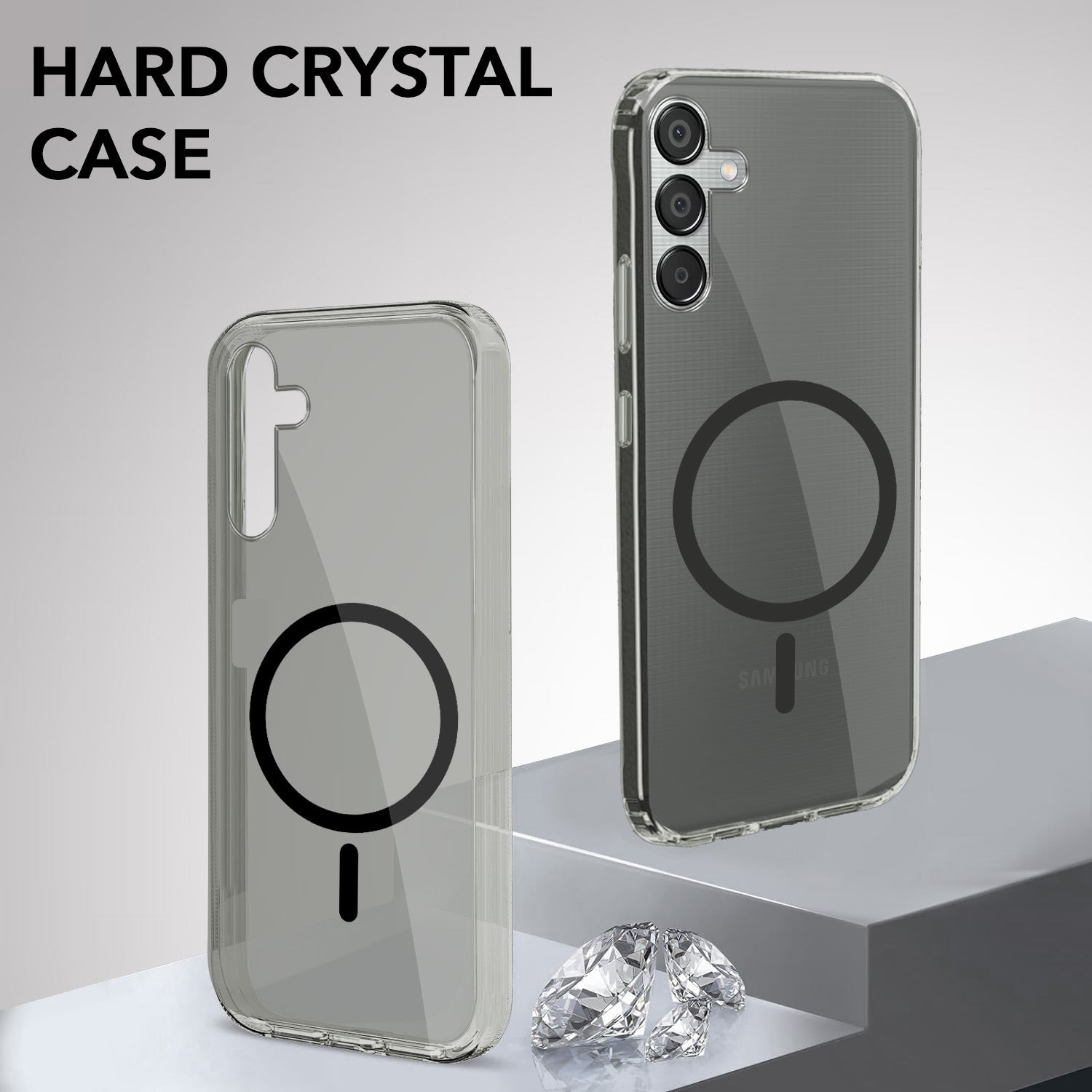 For Samsung Galaxy M15 5G Back Cover Case Lifetime Anti-Yellow MagSafe Compatible Clear (Sleek Hard Crystal | Shockproof and Camera Protection)