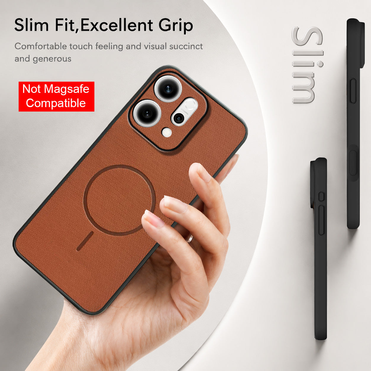For Oppo Reno14 5G Back Cover Case PU Leather (Texture Grip Design | Professional Minimalist | Camera Protection | Soft and Flexible)