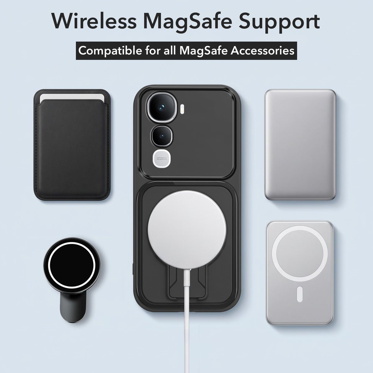 For Vivo Y400 Back Case Cover Metallic (Hybrid Armor Kickstand | MagSafe Compatible | Camera Protection Shockproof)