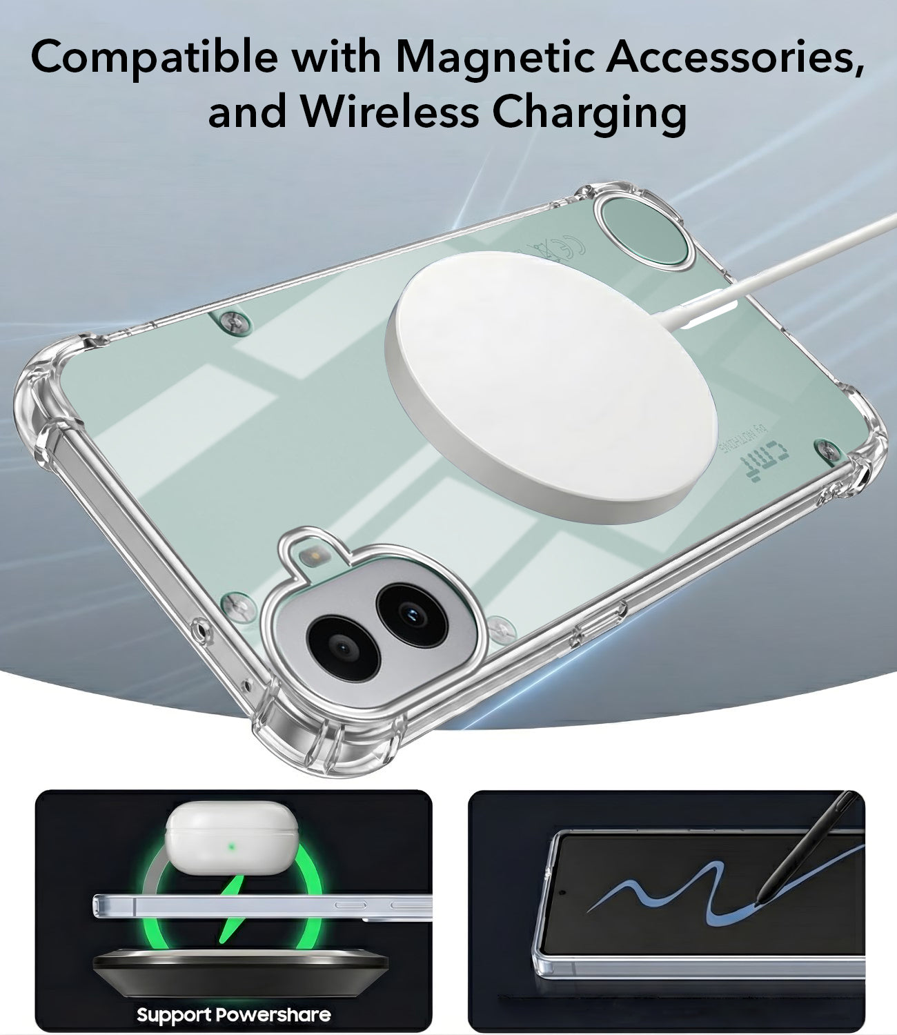 For Nothing CMF Phone 1 Back Cover Shockproof Crystal-Clear (Magsafe Wireless Support | Drop & Camera Protection | Hard Polycarbonate)