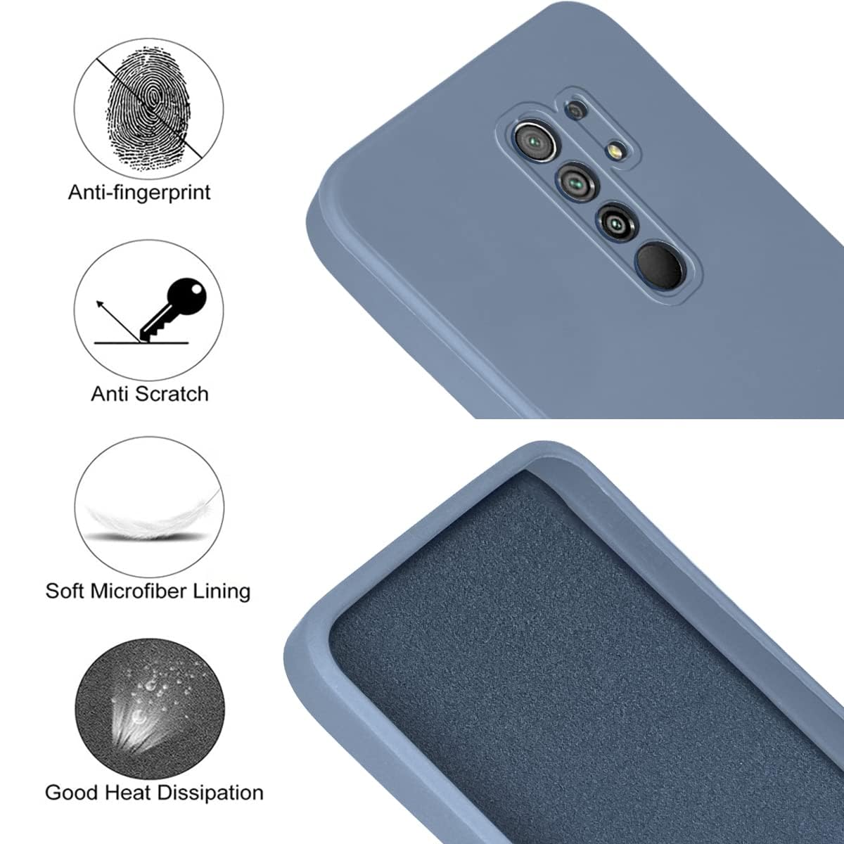 For Poco M2 Back Cover Case (Matte Finish Silicone with Fiber Cloth)