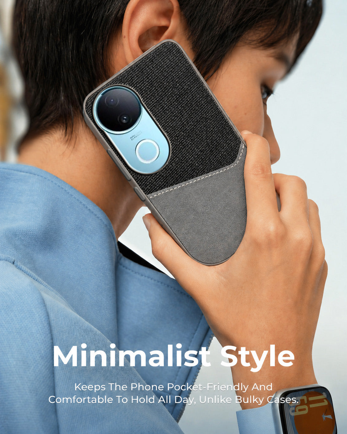 For Vivo iQOO Z10R Back Cover Case (Dual PU Leather Stitch | Professional Minimalist | Soft and Flexible)