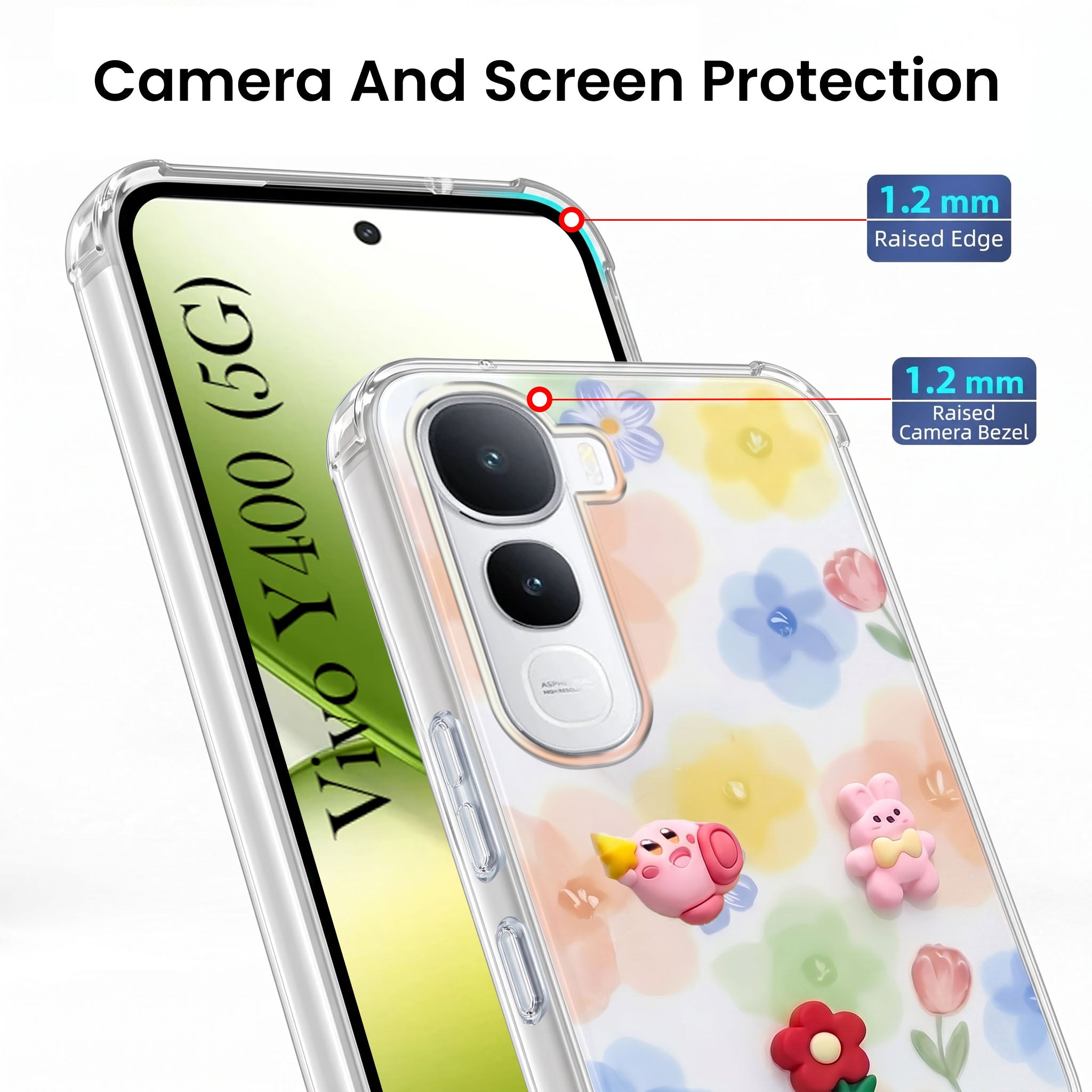 For Vivo Y400 Back Cover Case (3D Cute Cartoons | Hard Back Side Soft | Matte Premium Finish | HD Printing)