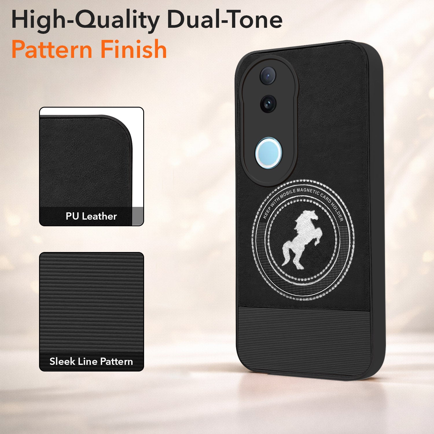For Vivo iQOO Z10R Back Cover Case PU Leather Finish (Professional Minimalist Texture | MagSafe Compatile | Camera Protection | Sleek Sober Formal)