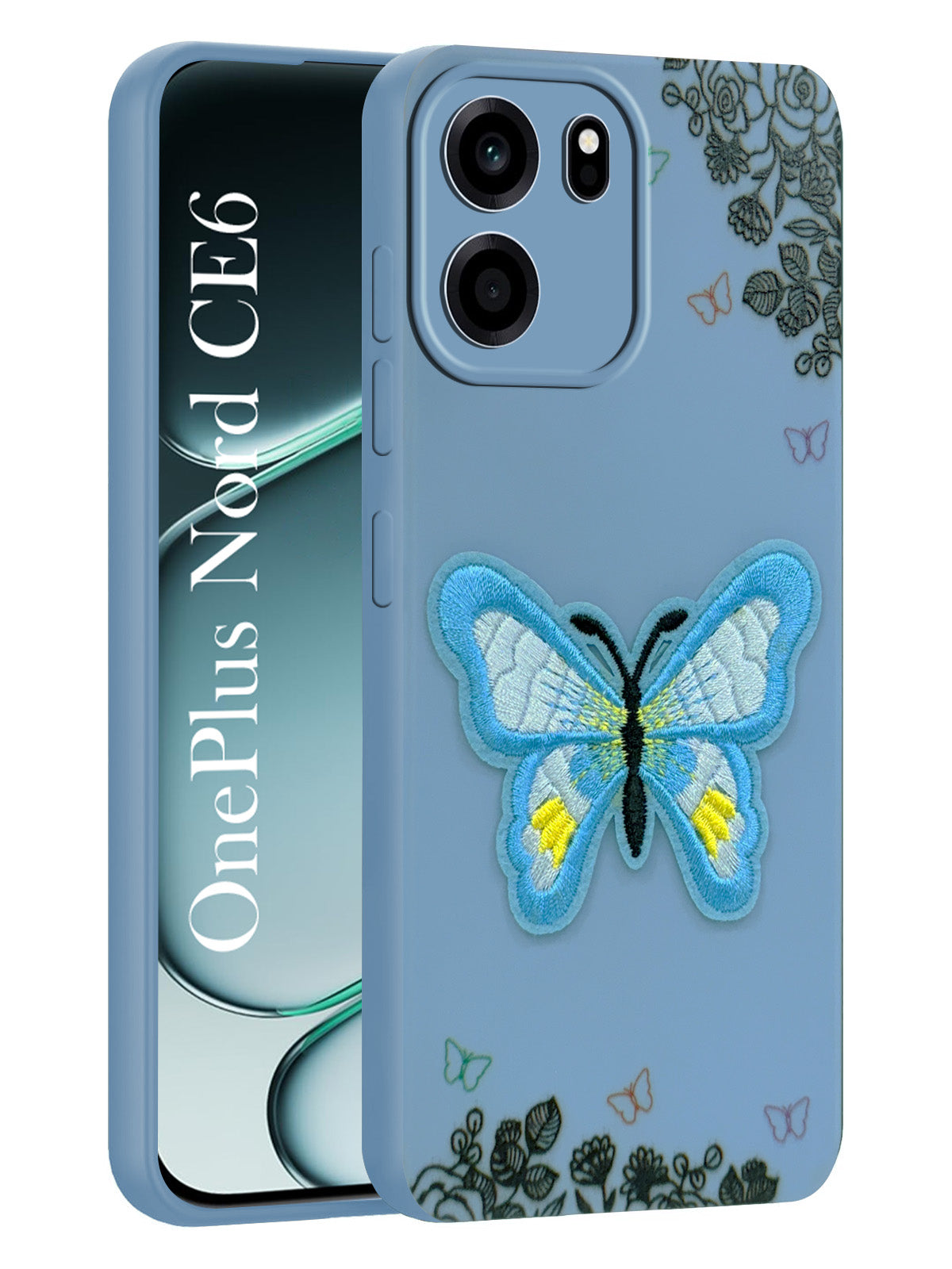 For Oneplus Nord CE 6 Back Cover Case (Soft Butterfly Embroidery | Women Teen Girls | Camera Protection| Matte Silicone)