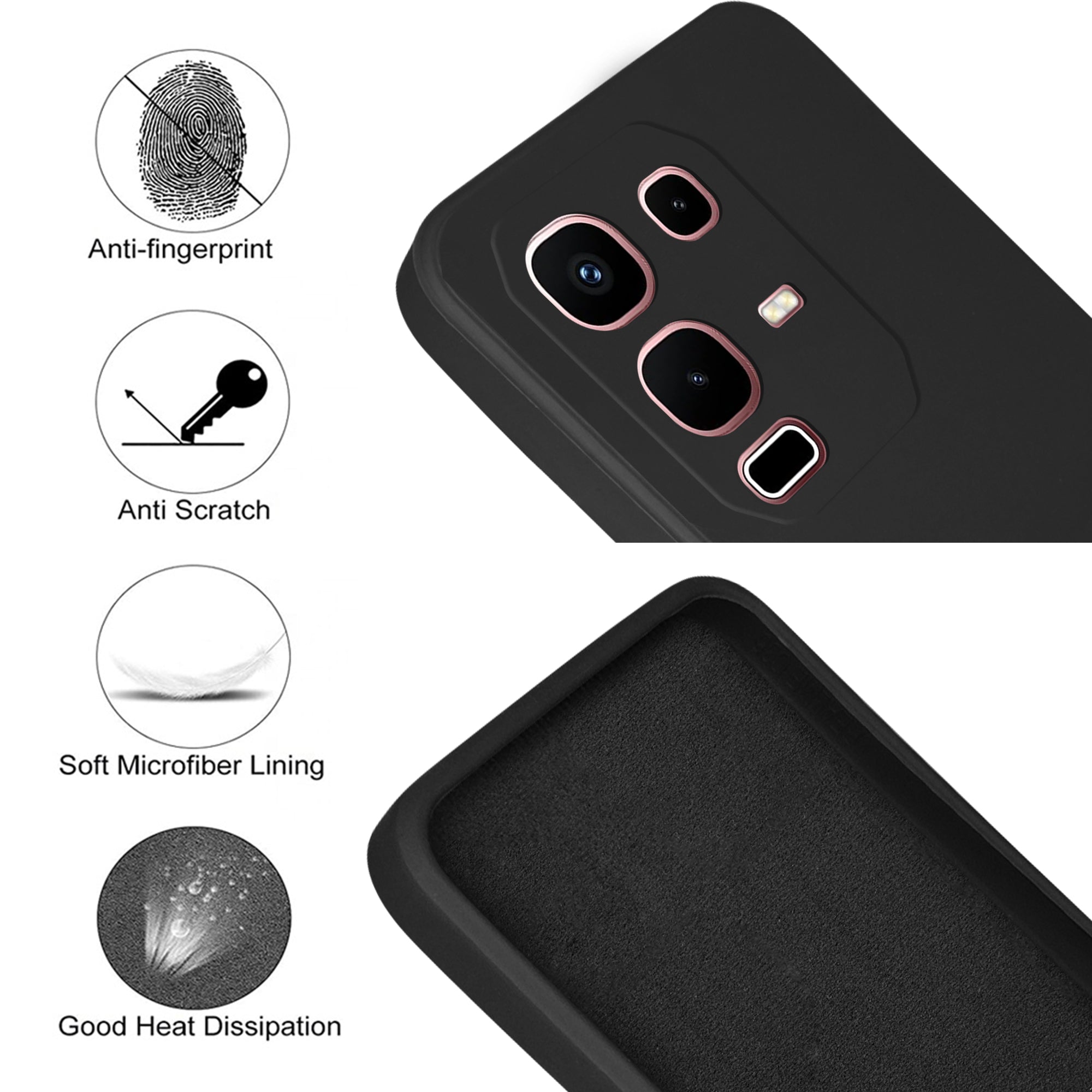 For Infinix Note 50x Back Cover Case (Matte Finish Silicone with Inside Fiber cloth)