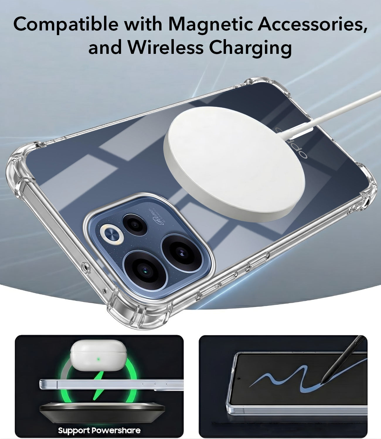 For Oppo Reno 15c Back Cover Shockproof Crystal-Clear (Magsafe Wireless Support | Drop & Camera Protection | Hard Polycarbonate)