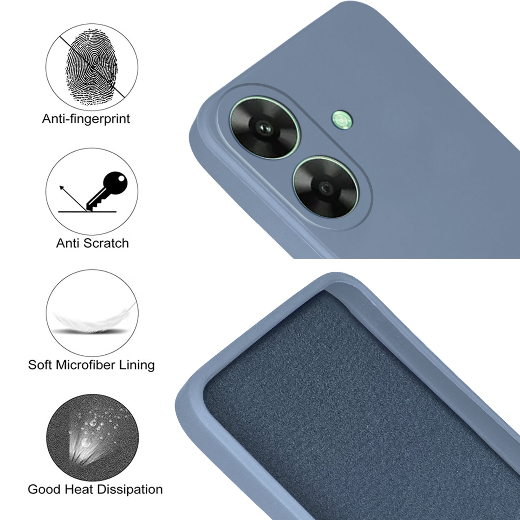 For Realme C61 | Realme Narzo N61 Back Cover Case (Matte Finish Silicone with Inside Fiber Cloth)
