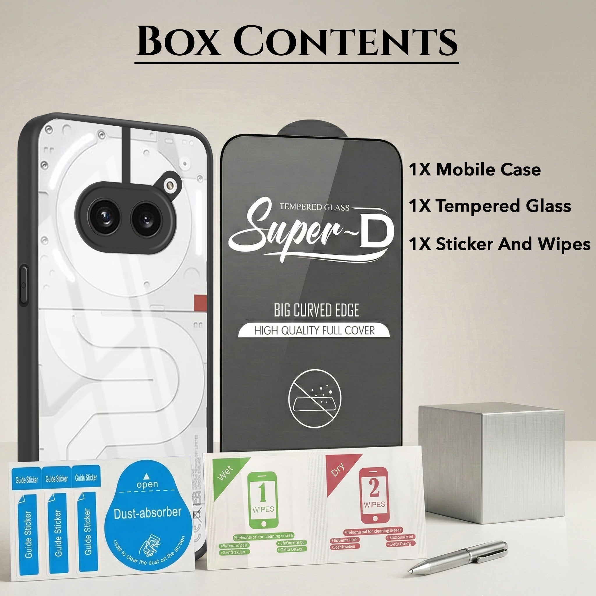For Nothing Phone 2A 5G Combo with Back Cover and 9H Tempered Glass (Lifetime Anti-Yellow | Crystal Clear Shockproof | Oleophobic Coating Screen Glass)