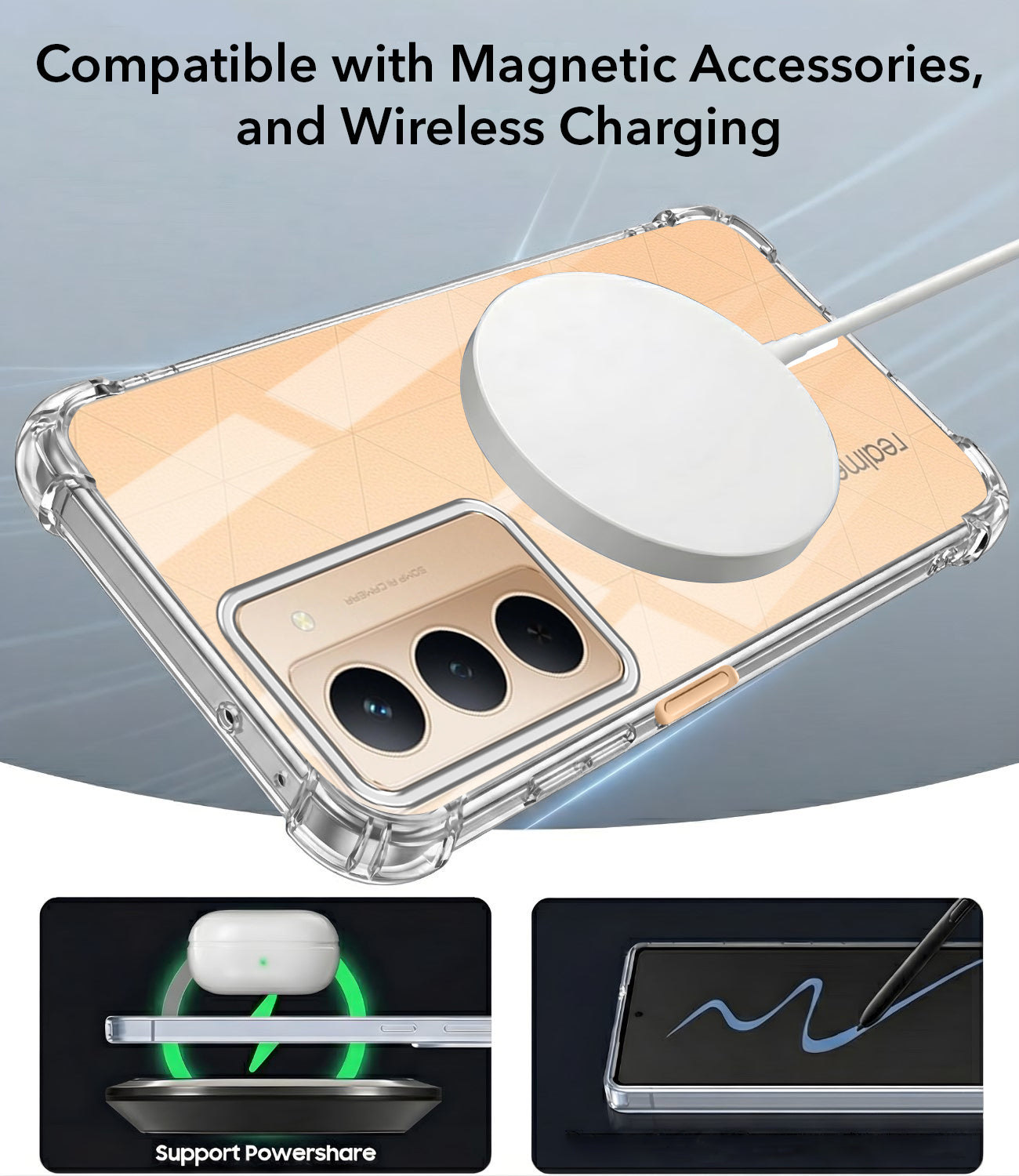 For Realme P3x Back Cover Shockproof Crystal-Clear (Magsafe Wireless Support | Drop & Camera Protection | Hard Polycarbonate)