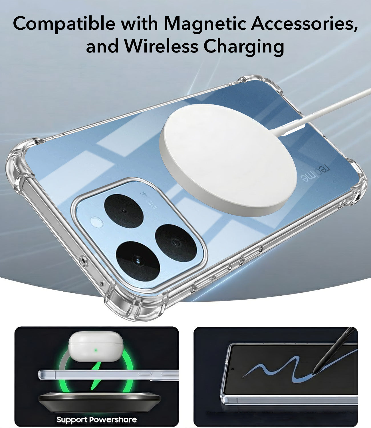 For Realme 15T | Realme Narzo 90 Back Cover Shockproof Crystal-Clear (Magsafe Wireless Support | Drop & Camera Protection | Hard Polycarbonate)