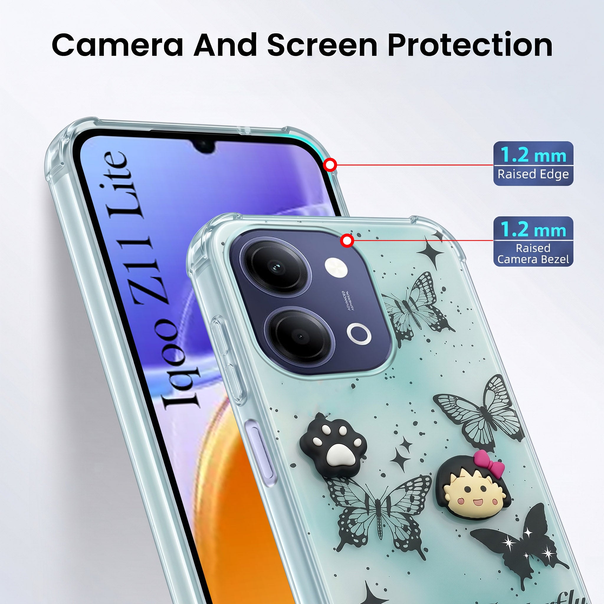 For Vivo iQOO Z11 Lite Back Cover Case (3D Cute Cartoons | Hard Back Side Soft | Matte Premium Finish | HD Printing)
