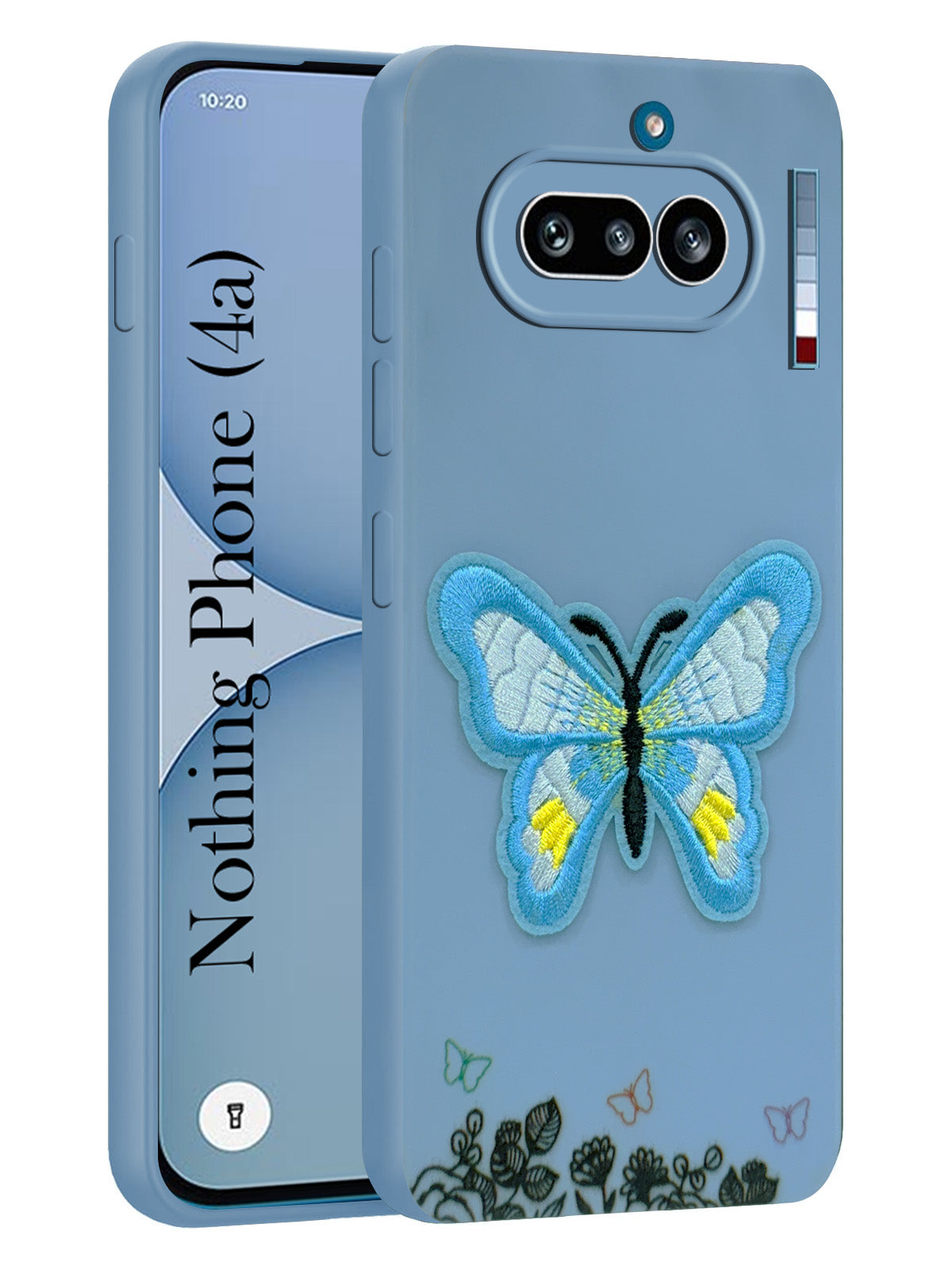 For Nothing Phone 4A 5G Back Cover Case (Soft Butterfly Embroidery | Women Teen Girls | Camera Protection| Matte Silicone)