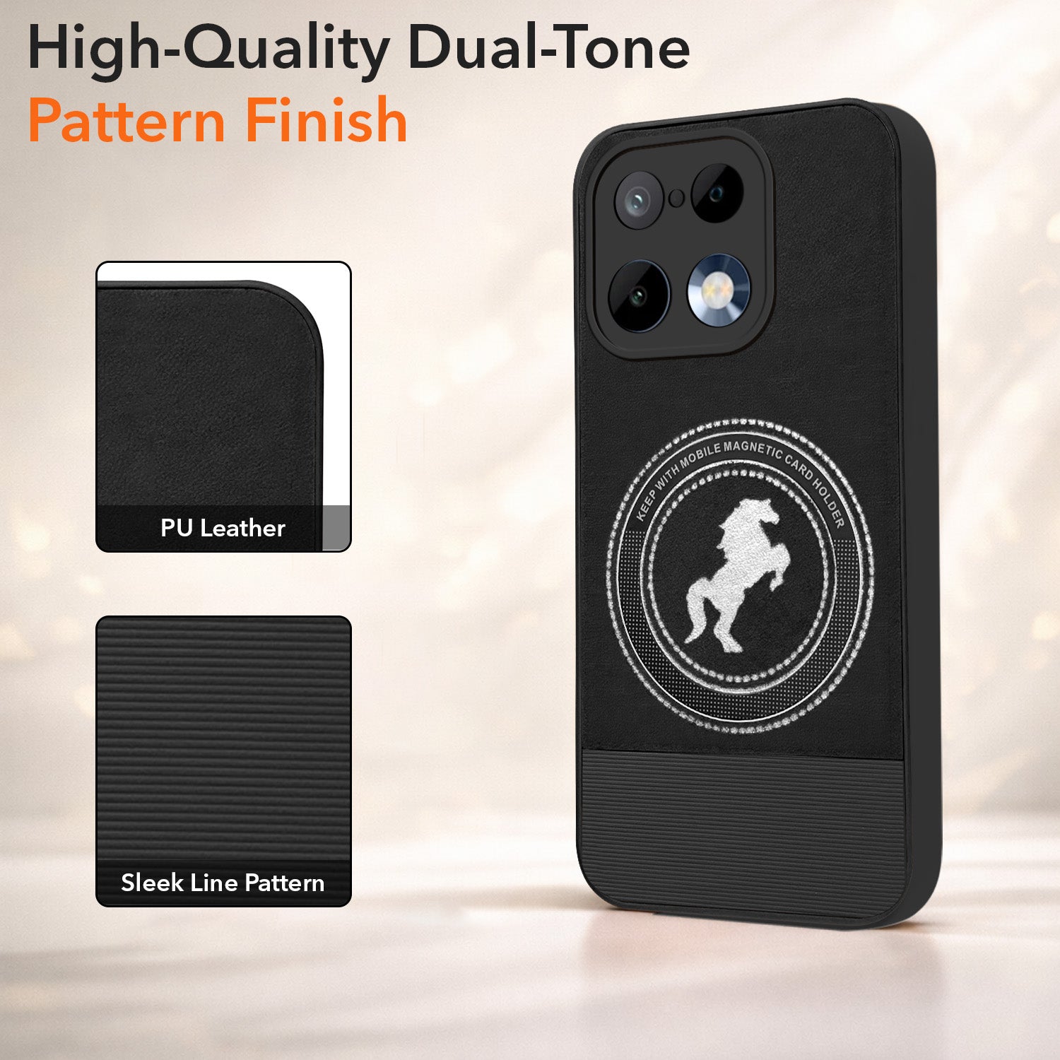 For Realme 16 Pro Back Cover Case PU Leather Finish (Professional Minimalist Texture | MagSafe Compatile | Camera Protection | Sleek Sober Formal)