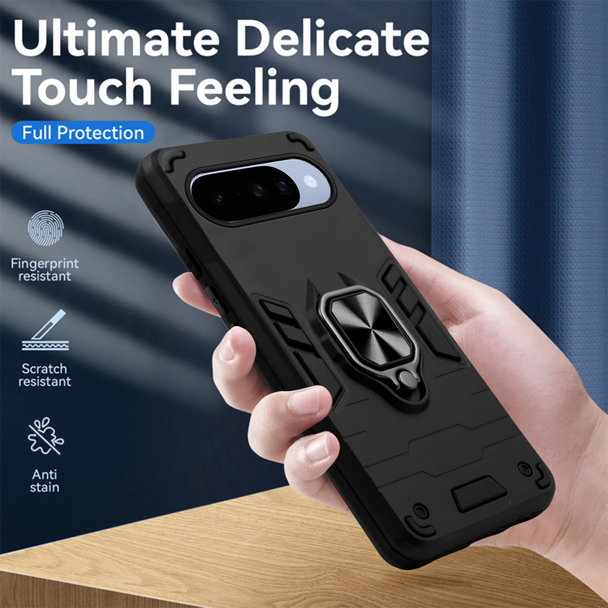 For Google Pixel 10 Back Cover Case (Shockproof Dual Layer Polycarbonate |Ring Holder Kickstand)