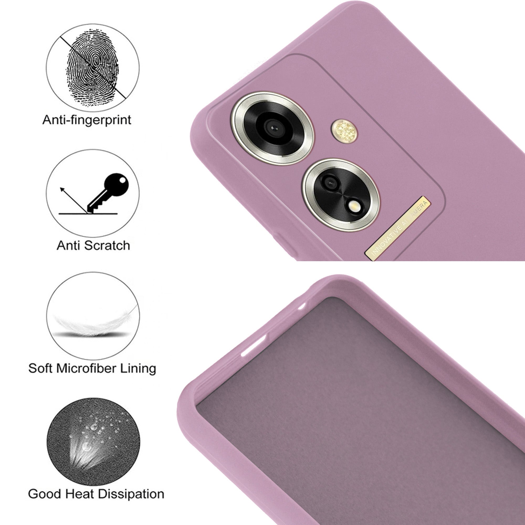 For Oppo A59 5G Back Cover Case(Matte Finish Silicone with Inside Fiber Cloth)
