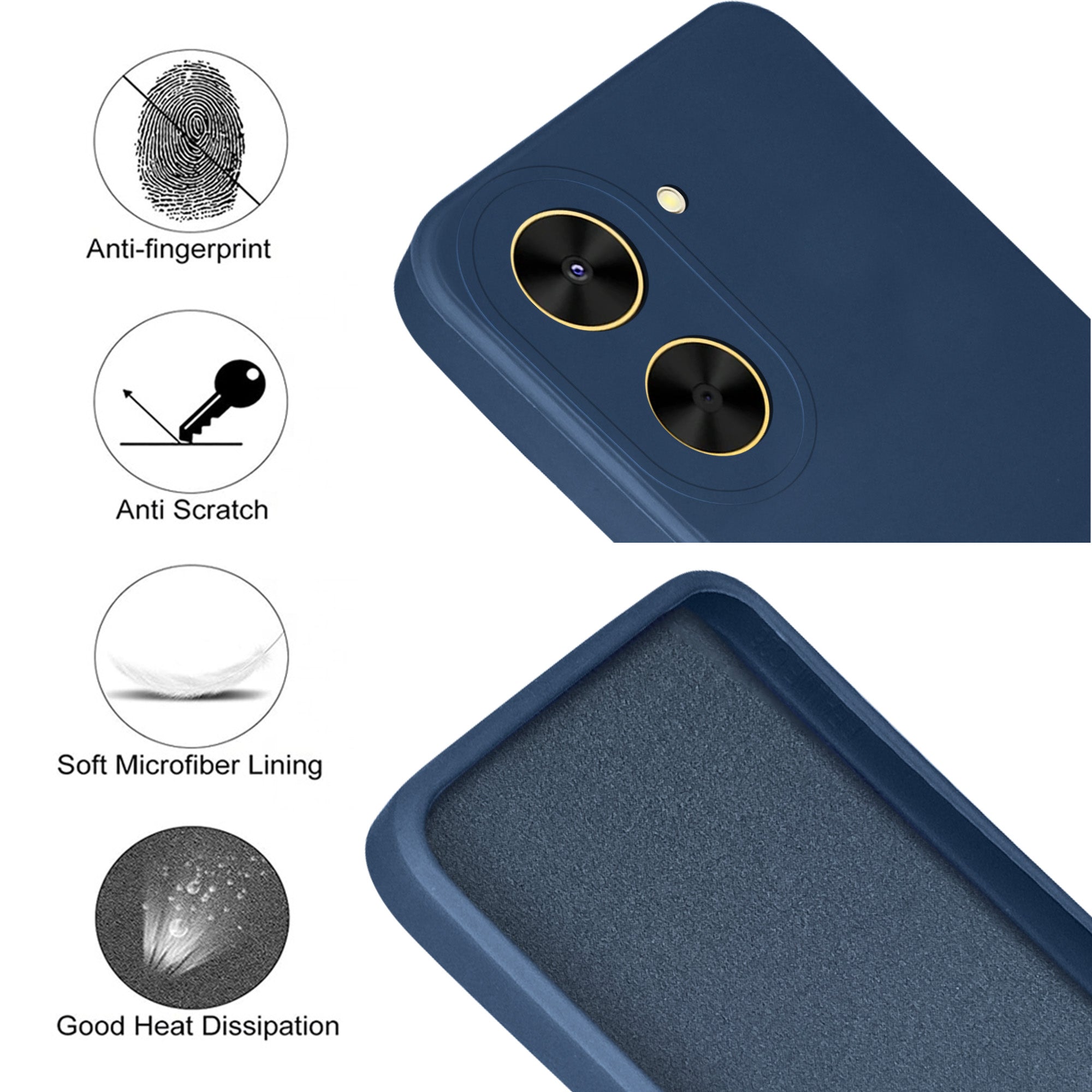 For Redmi A5 4G Back Cover Case (Matte Finish Silicone with Inside Fiber Cloth)