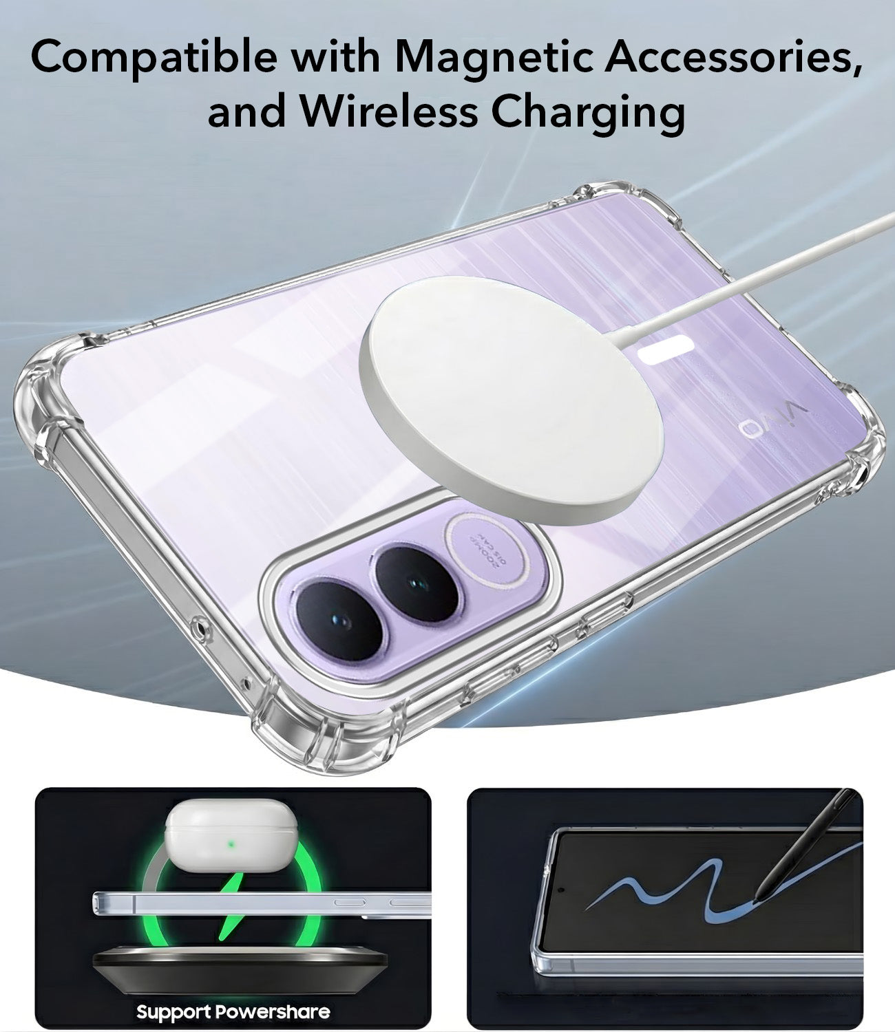 For Vivo V70 FE 5G Back Cover Shockproof Crystal-Clear (Magsafe Wireless Support | Drop & Camera Protection | Hard Polycarbonate)