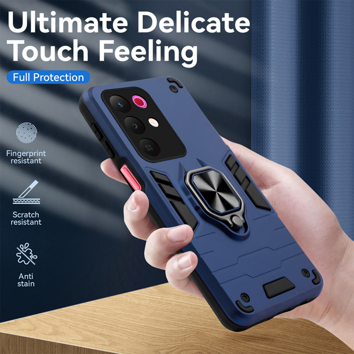 For Realme 15X Back Cover Case Hybrid Armor (Shockproof Dual Layer Polycarbonate |Ring Holder Kickstand)