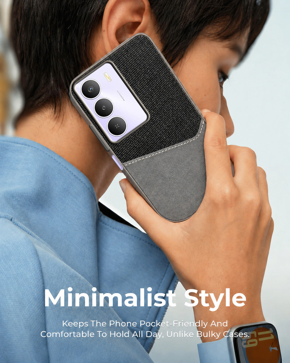 For Realme Narzo 80 Lite 5G Back Cover Case (Dual PU Leather Stitch | Professional Minimalist | Soft and Flexible)