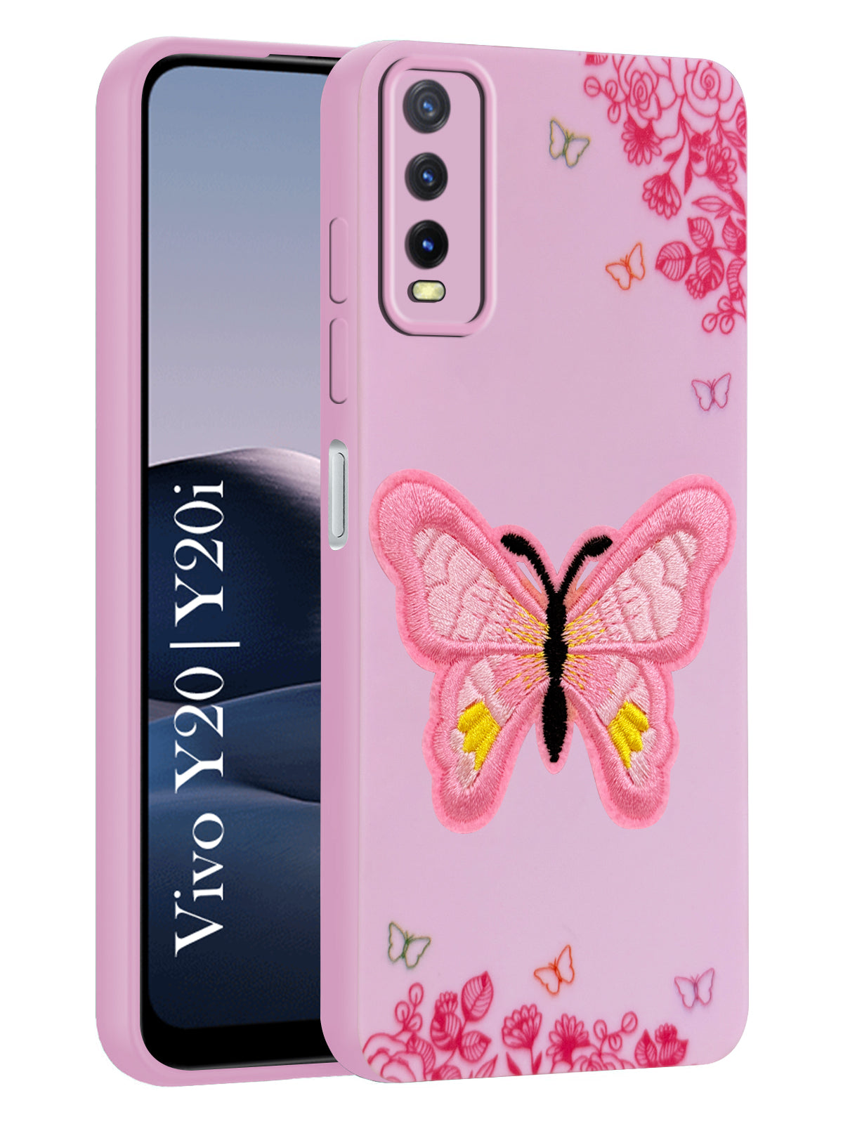 For Vivo Y20 Y20i Back Cover Case (Soft Butterfly Embroidery