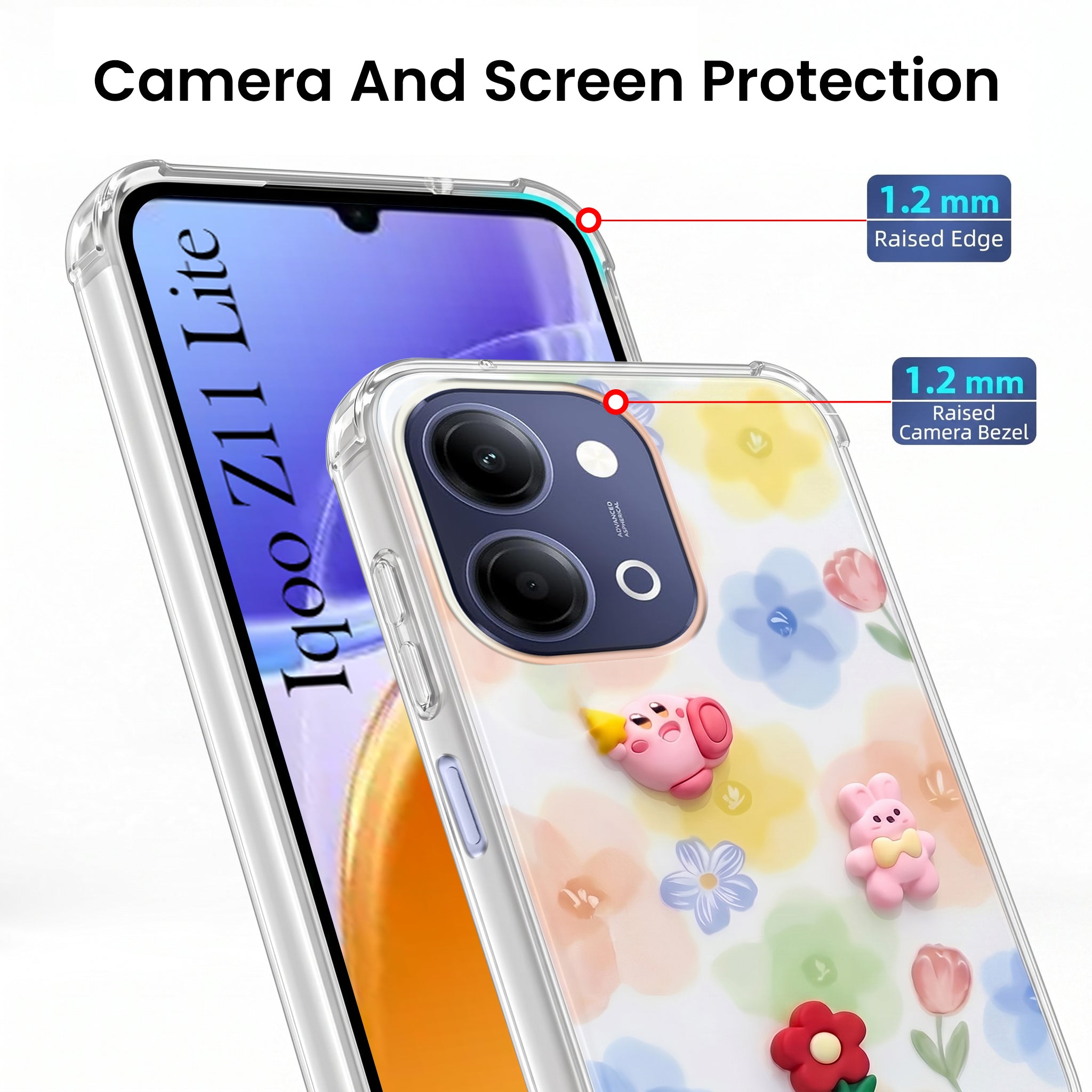 For Vivo iQOO Z11 Lite Back Cover Case (3D Cute Cartoons | Hard Back Side Soft | Matte Premium Finish | HD Printing)