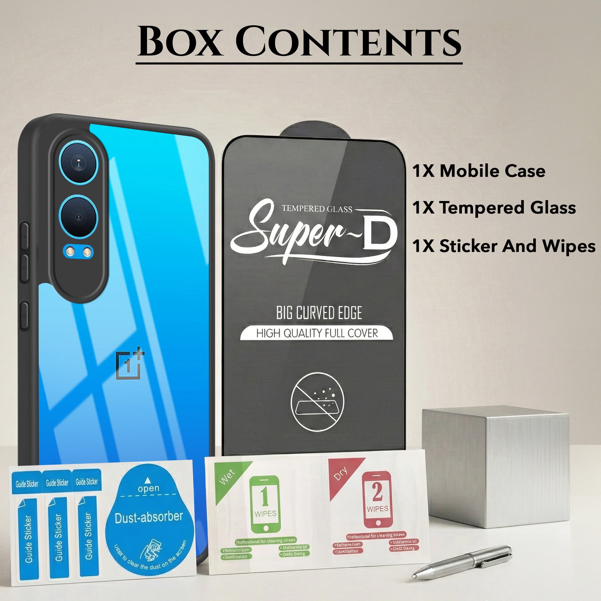 For OnePlus Nord CE 4 Lite Combo with Back Cover and 9H Tempered Glass (Lifetime Anti-Yellow | Crystal Clear Shockproof | Oleophobic Coating Screen Glass)