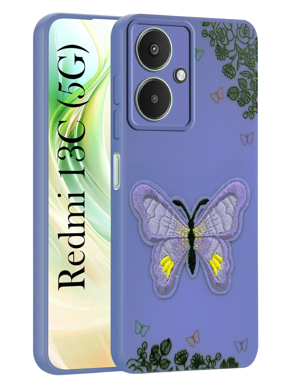 For Redmi 13C 5G Back Cover Case (Soft Butterfly Embroidery | Women Teen Girls | Camera Protection| Matte Silicone)