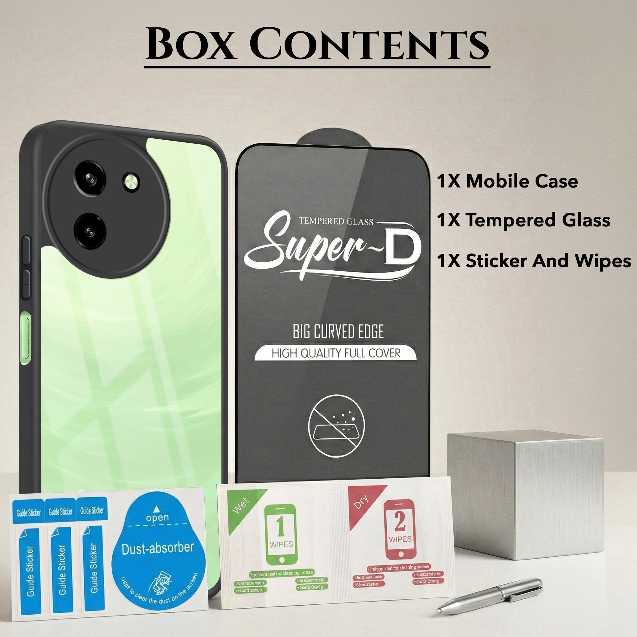 For Vivo T3X 5G Combo with Back Cover and 9H Tempered Glass (Lifetime Anti-Yellow | Crystal Clear Shockproof | Oleophobic Coating Screen Glass)