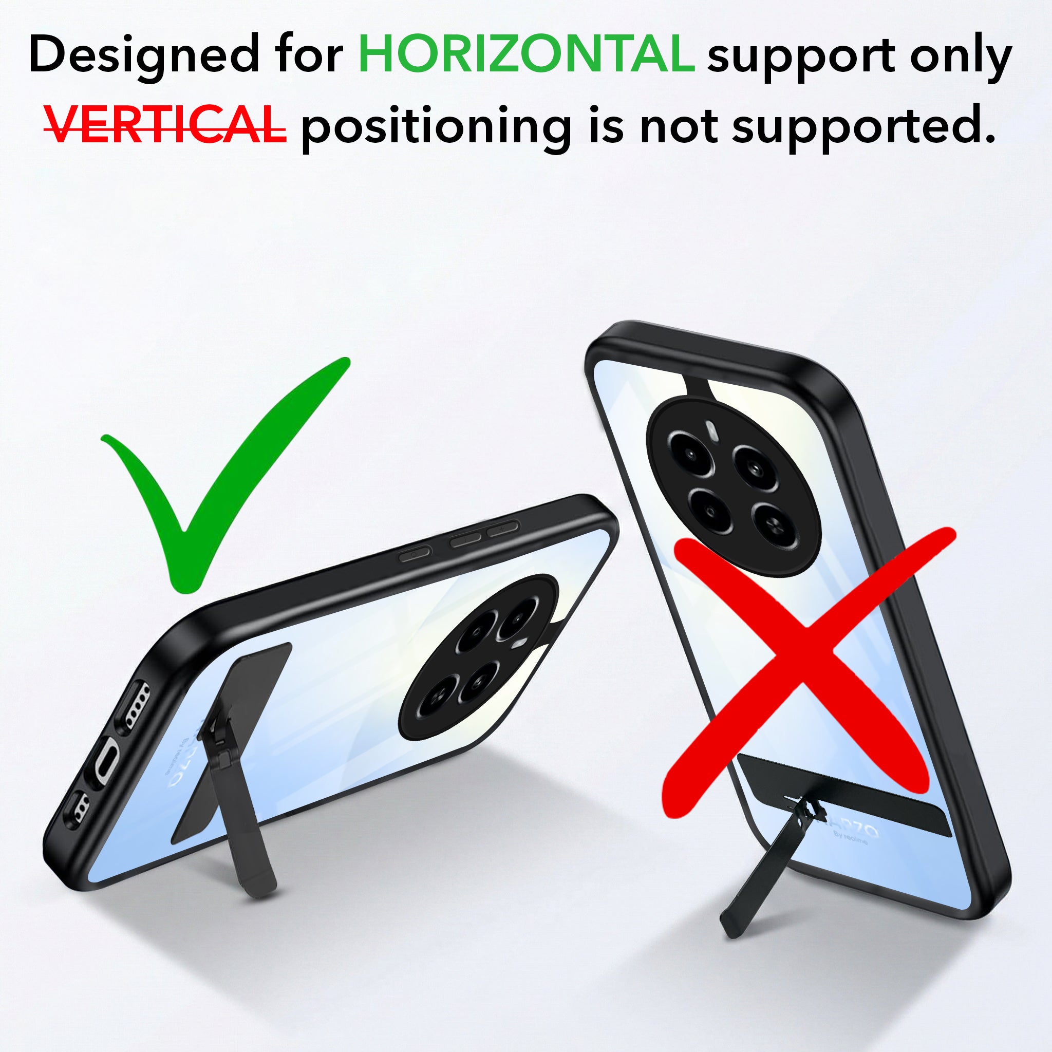 For Realme Narzo 70 5G Back Cover Case (Built-in Stand | Lifetime Anti Yellow | Kickstand Shockproof | Camera Protection | MagSafe Compatible)