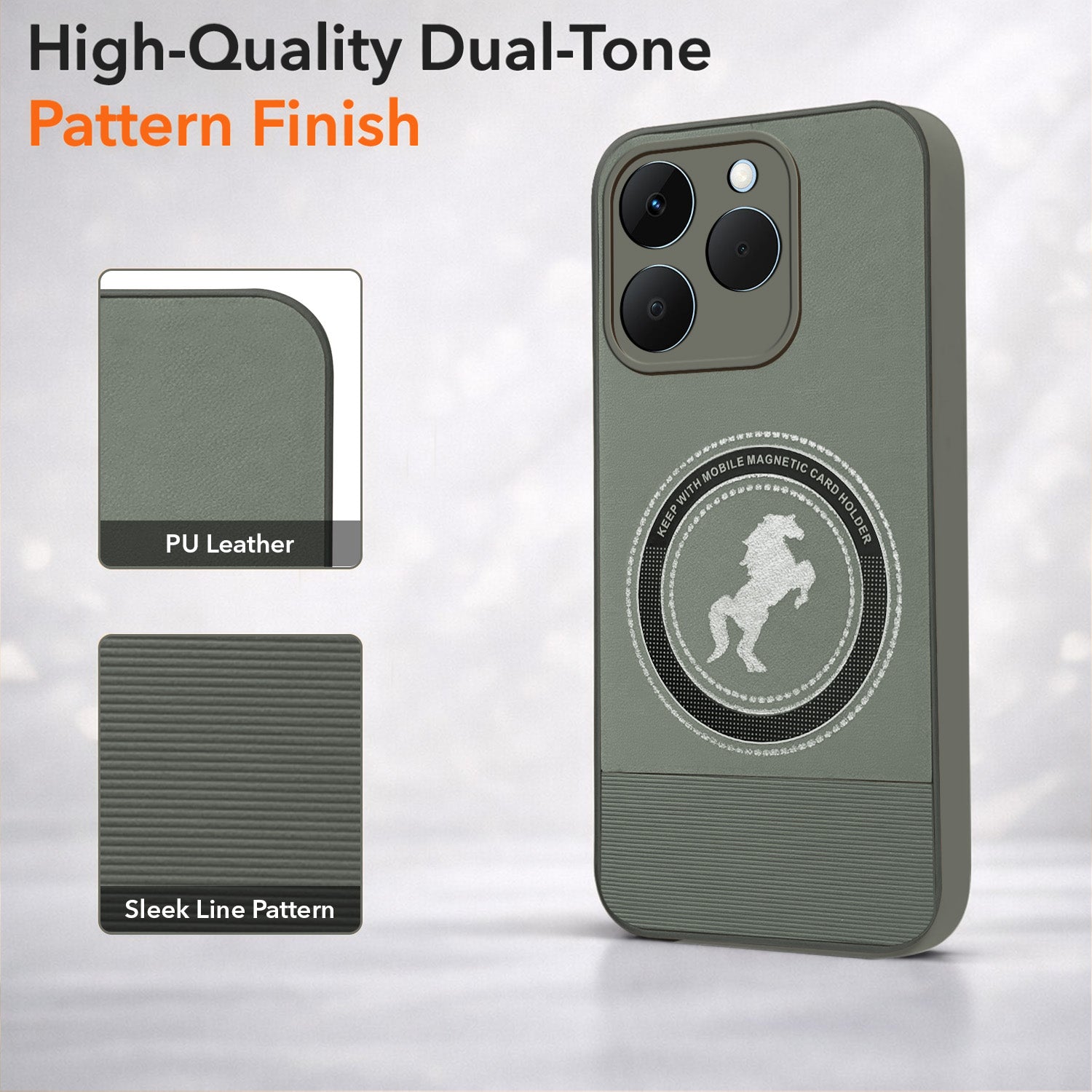 For Realme 15T | Realme Narzo 90 Back Cover Case PU Leather Finish (Professional Minimalist Texture | MagSafe Compatile | Camera Protection | Sleek Sober Formal)