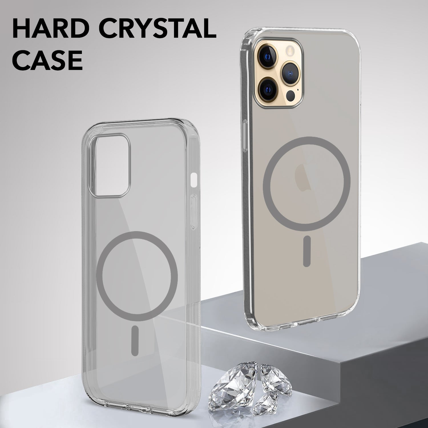 For Apple iPhone 12 Pro Back Case Cover Lifetime Anti-Yellow MagSafe Compatible Clear (Sleek Hard Crystal | Camera Protection and Shockproof)