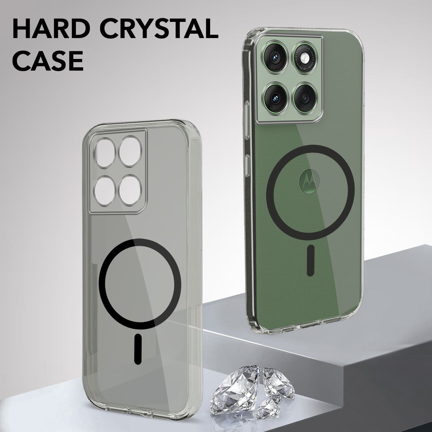For Motorola Moto Edge 60 Back Cover Case Lifetime Anti-Yellow MagSafe Compatible Clear (Sleek Hard Crystal | Shockproof and Camera Protection)