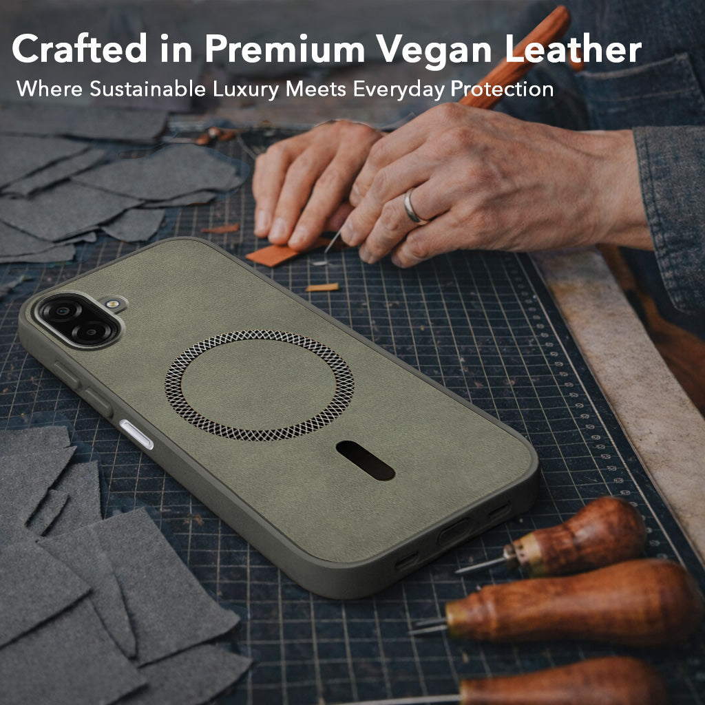 For Samsung Galaxy M07 | Samsung Galaxy F07 Back Cover Case Leather Finish (MagSafe Compatible Wireless Charging | Soft Touch | Camera Bump Protection)