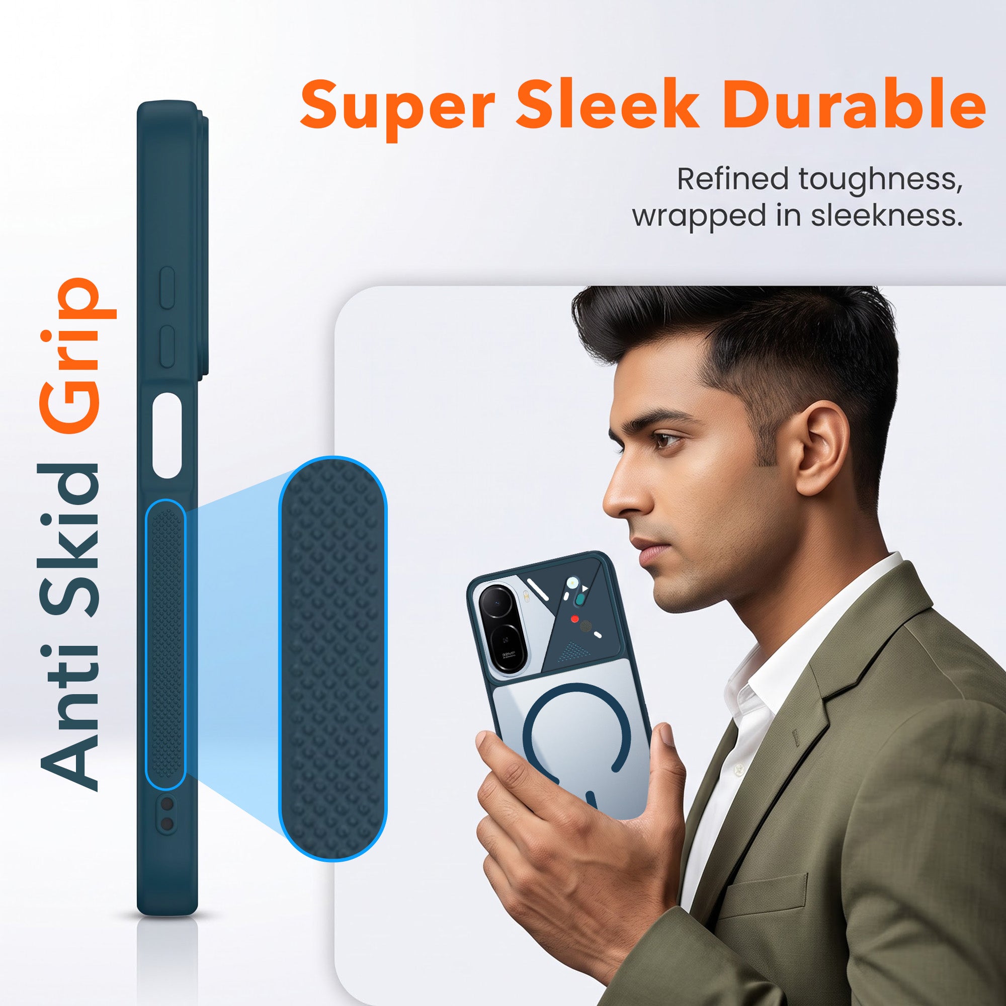 For Redmi A7 Pro 4G|5G Back Cover Case Lifetime Anti-Yellow Clear (Camera Protection | Side Grip | Wireless MagSafe Compatible)