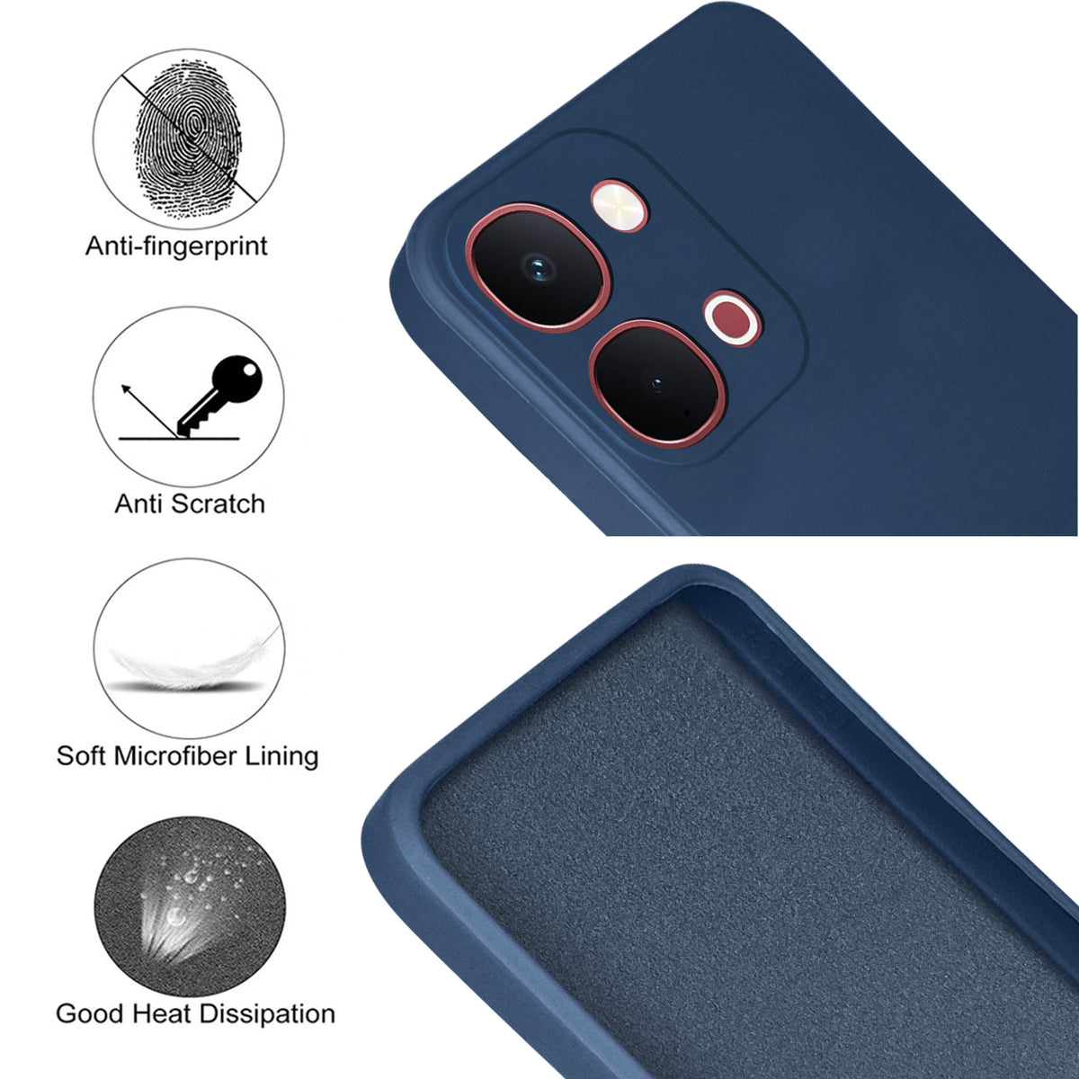 For Vivo Y31T 5G Back Cover Case (Matte Finish Silicone with Inside Fiber cloth)