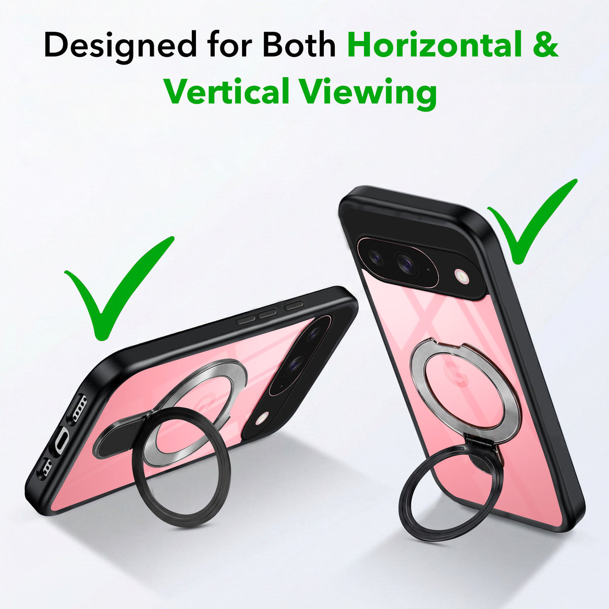 For Google Pixel 9 Back Cover Case (Kick Stand Ring Holder | Life time Anti Yellow | Camera Protection)