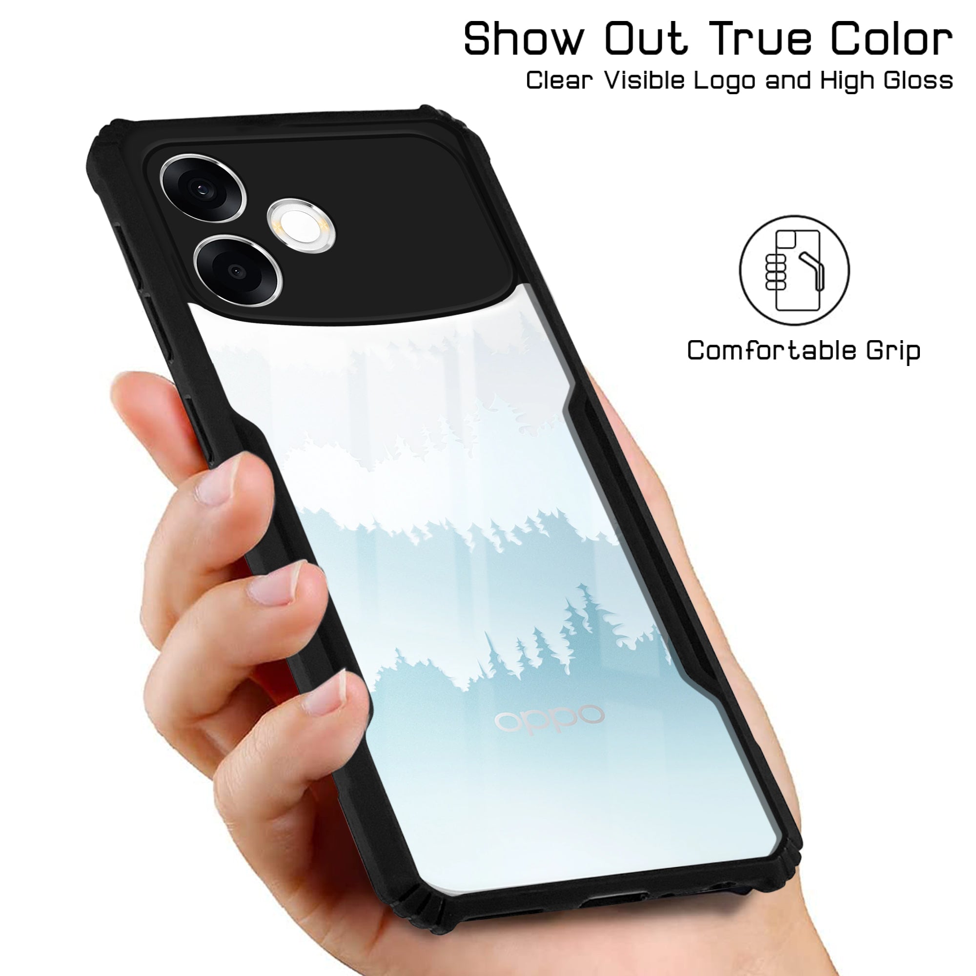 For Oppo F33 Pro 5G Back Cover Case Hybrid (Shockproof with Polycarbonate Clear Panel | Professional Black)