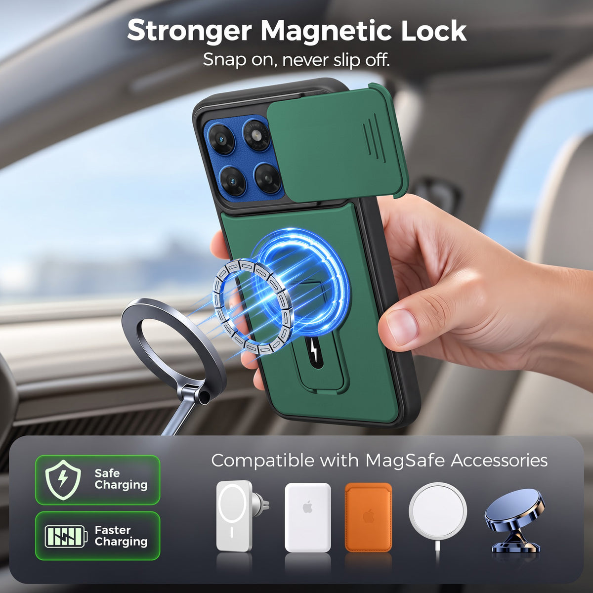 For Motorola Moto G77 Power Back Case Cover Metallic (Hybrid Armor Kickstand | MagSafe Compatible | Camera Protection Shockproof)