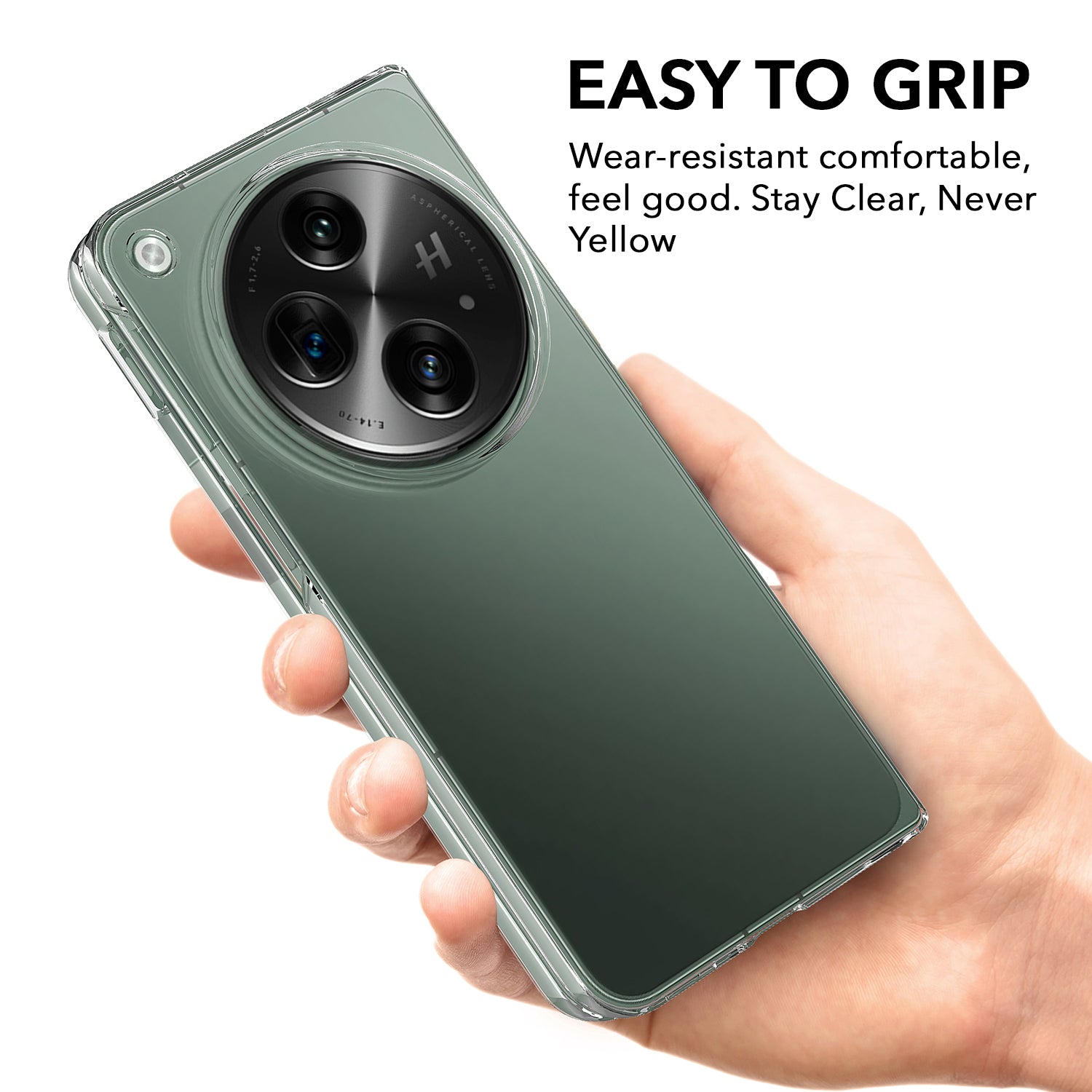 For OnePlus Open Back Cover Case (Hard Anti Yellow Clear Case | Sleek Hard Crystal Clear | Drop & Camera Protection | Shockproof Polycarbonate)