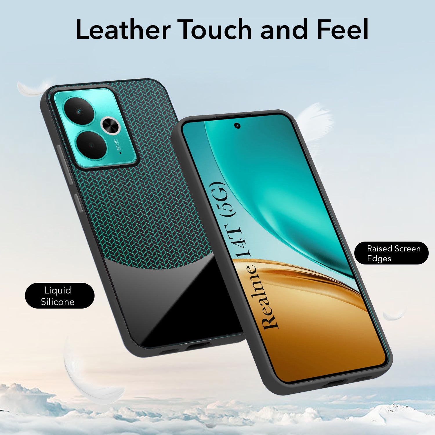 For Realme 14T Back Cover Case (Elegant PU Leather Finish | Premium Minimalist Professional | Camera Protection Bump)