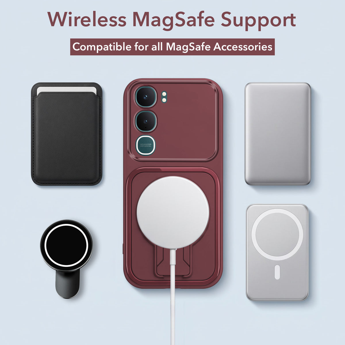 For Vivo Y31 5G Back Case Cover Metallic (Hybrid Armor Kickstand | MagSafe Compatible | Camera Protection Shockproof)