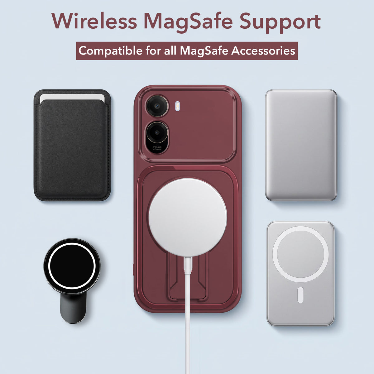 For Poco C81 5G Back Case Cover Metallic (Hybrid Armor Kickstand | MagSafe Compatible | Camera Protection Shockproof)