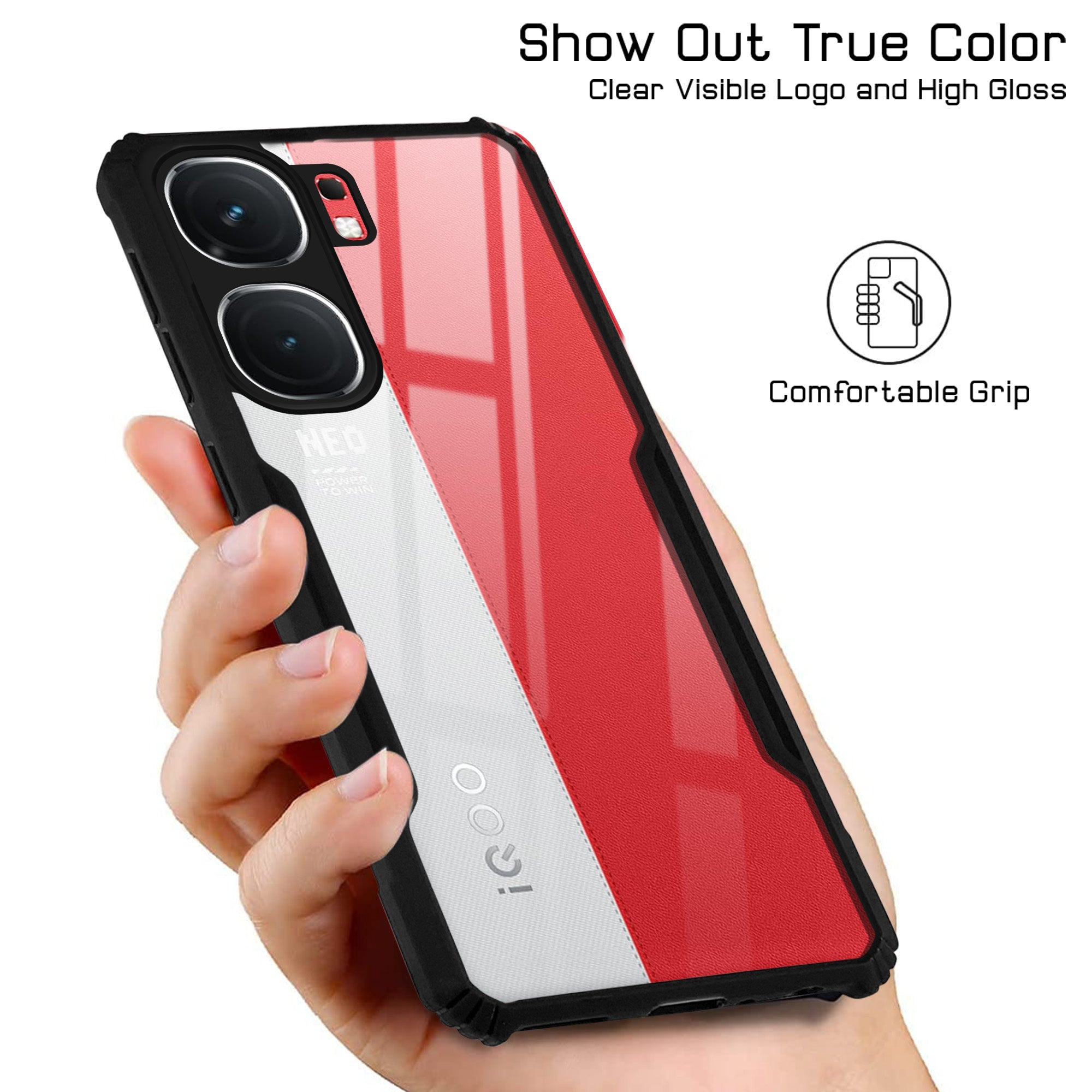 For Vivo iQOO Neo9 Pro Back Cover Case (Shockproof with Polycarbonate Clear Panel | Professional Black)