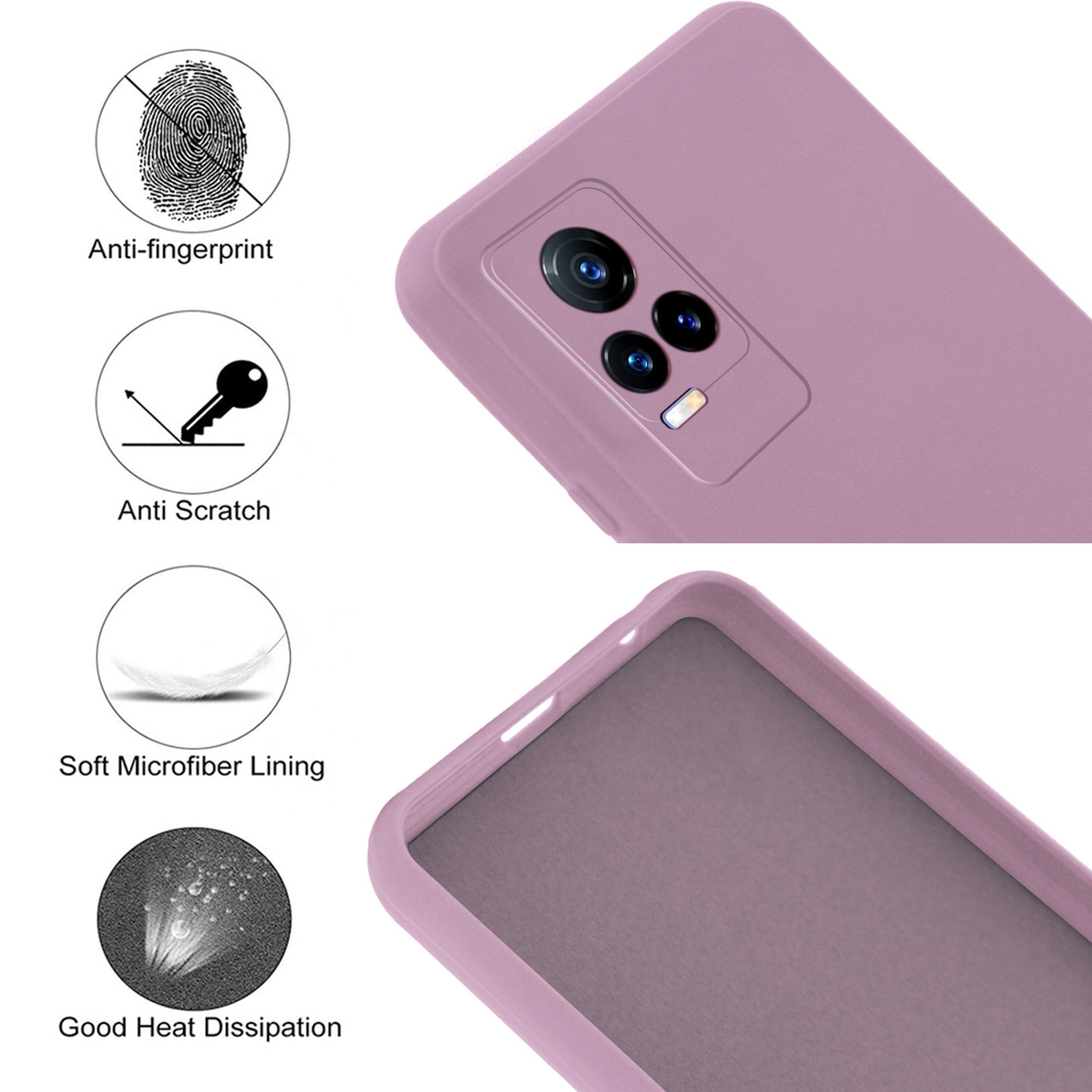For Vivo Y73 Back Cover Case ( Matte Finish Silicone with Inside Fiber cloth)